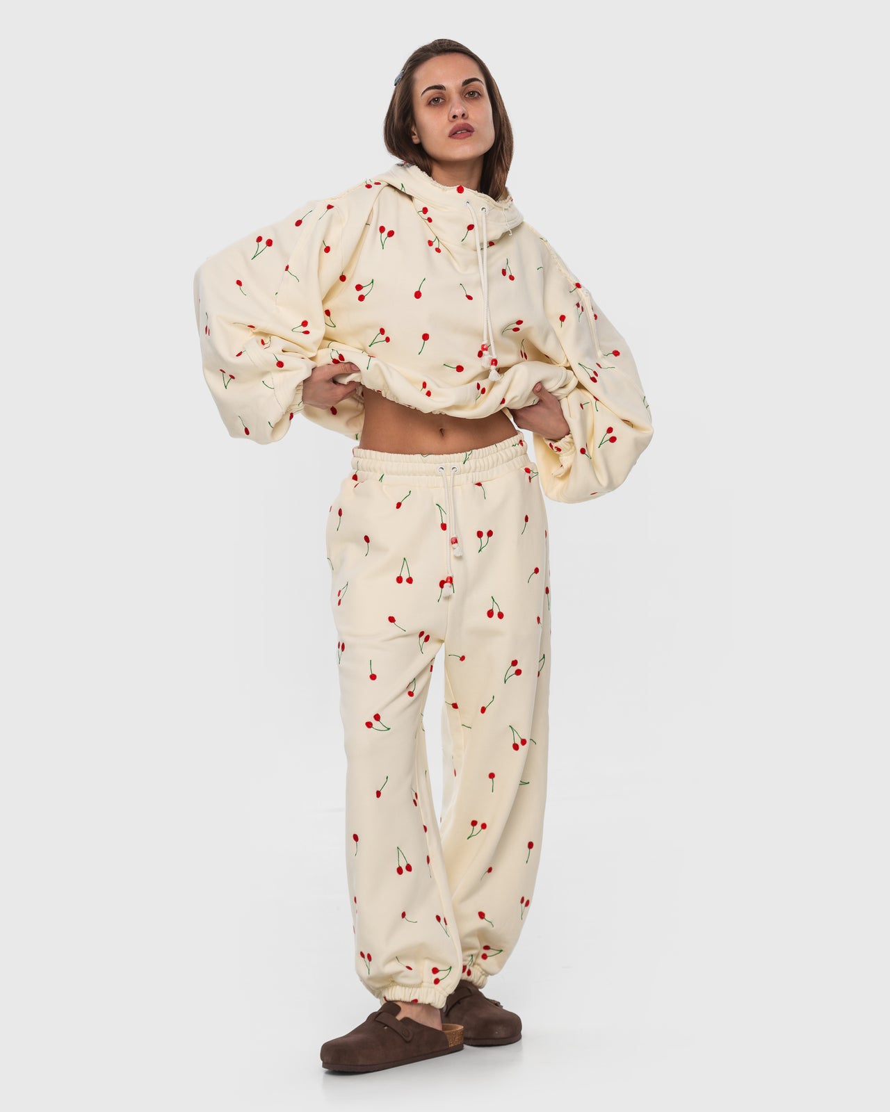 Buy Joggers with Embroidered Cherries – Bottoms by Ksenia Schnaider | Ethical & Sustainable Fashion