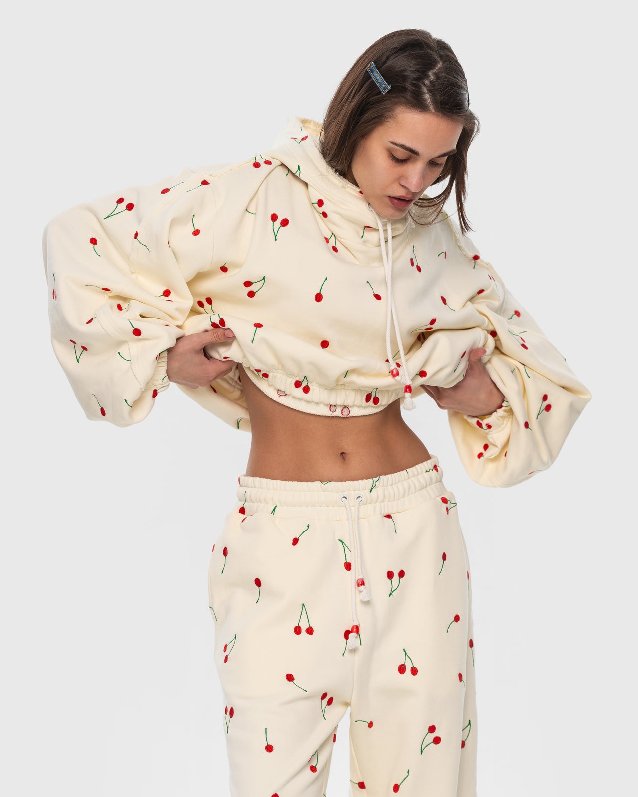 Buy Hoodie with Embroidered Cherries – Tops by Ksenia Schnaider | Ethical & Sustainable Fashion