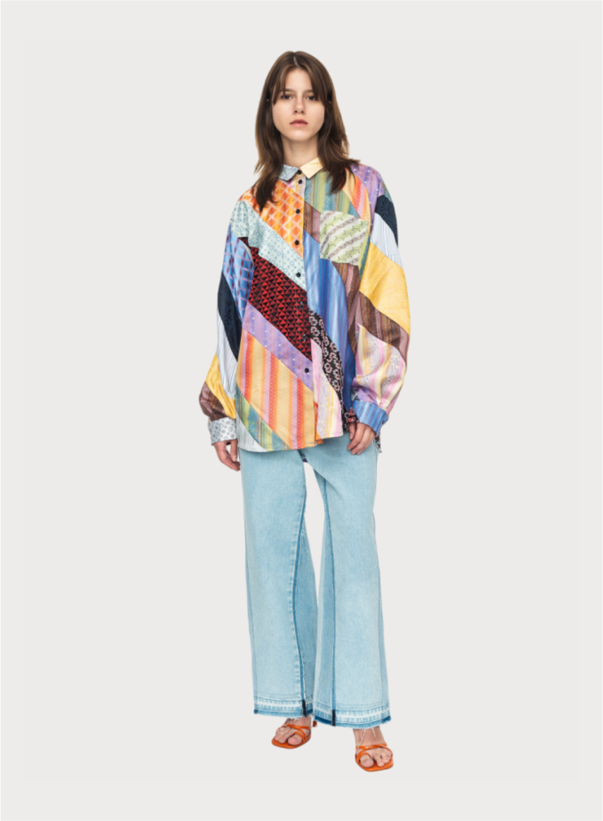 Buy Tie Patchwork Shirt – Tops by Ksenia Schnaider | Ethical & Sustainable Fashion