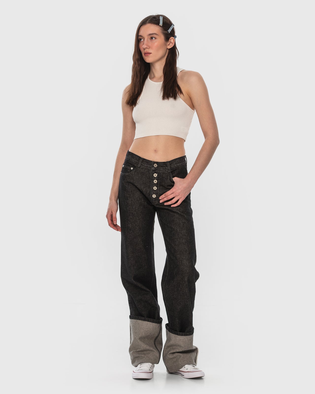 Buy Cuffed Straight Leg Jeans – Bottoms by Ksenia Schnaider | Ethical & Sustainable Fashion