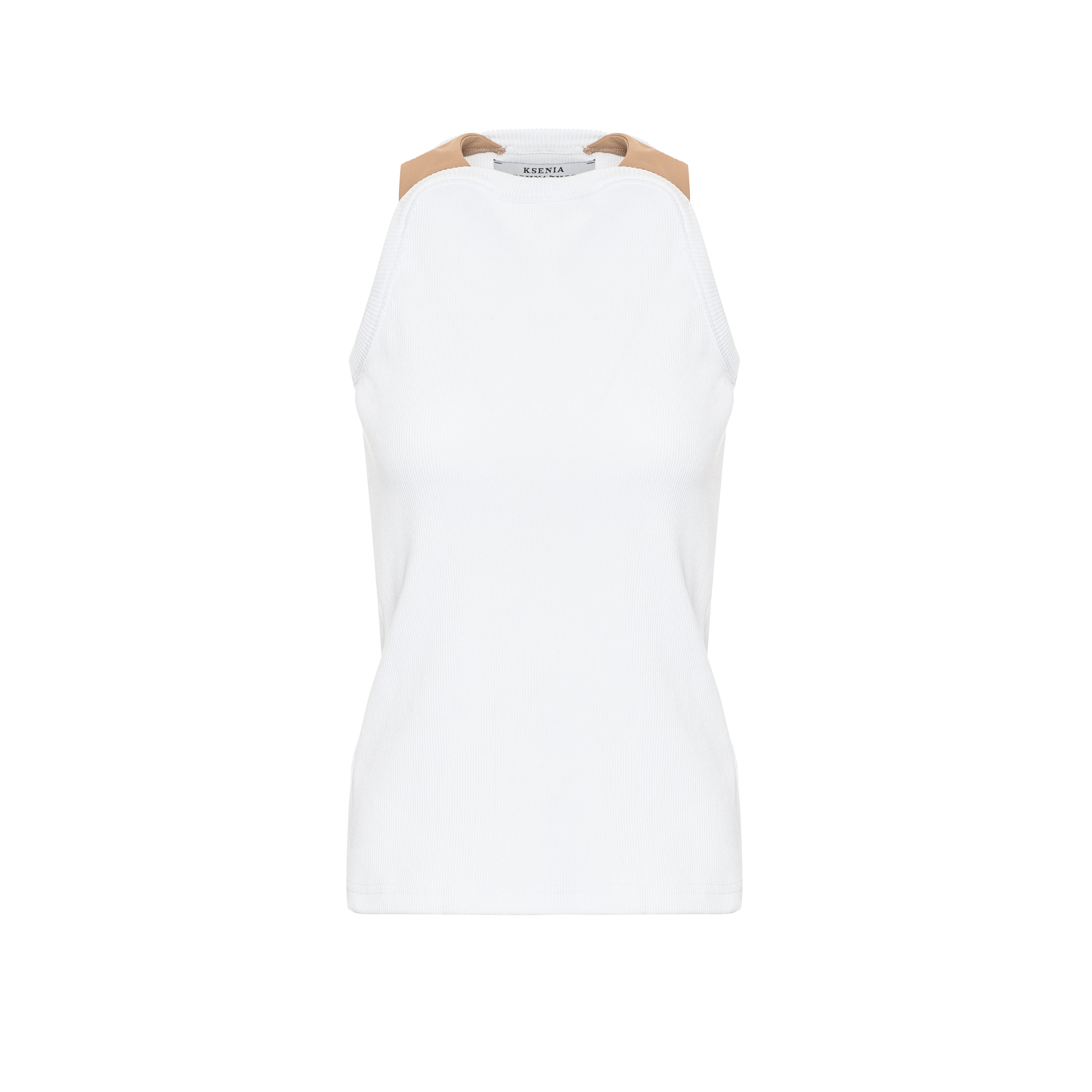 White Top with Beige Trims image