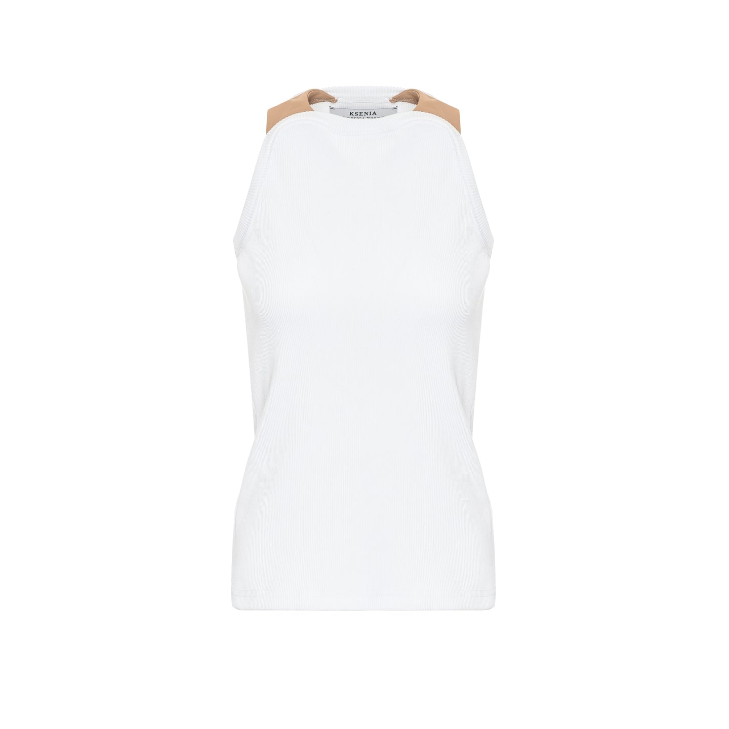 White Top with Beige Trims image