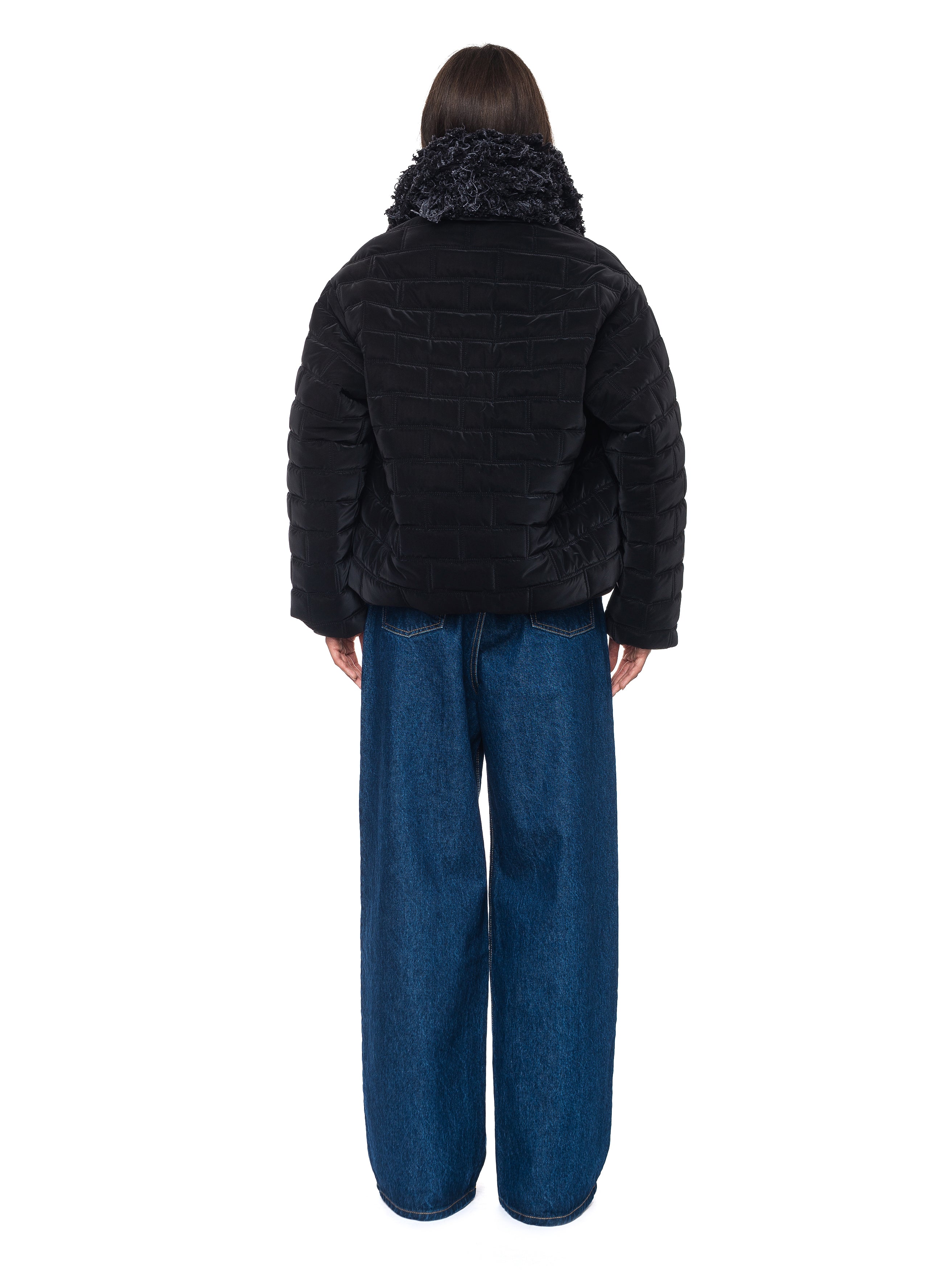 Bricks Quilted Jacket with Denim Fur Collar image