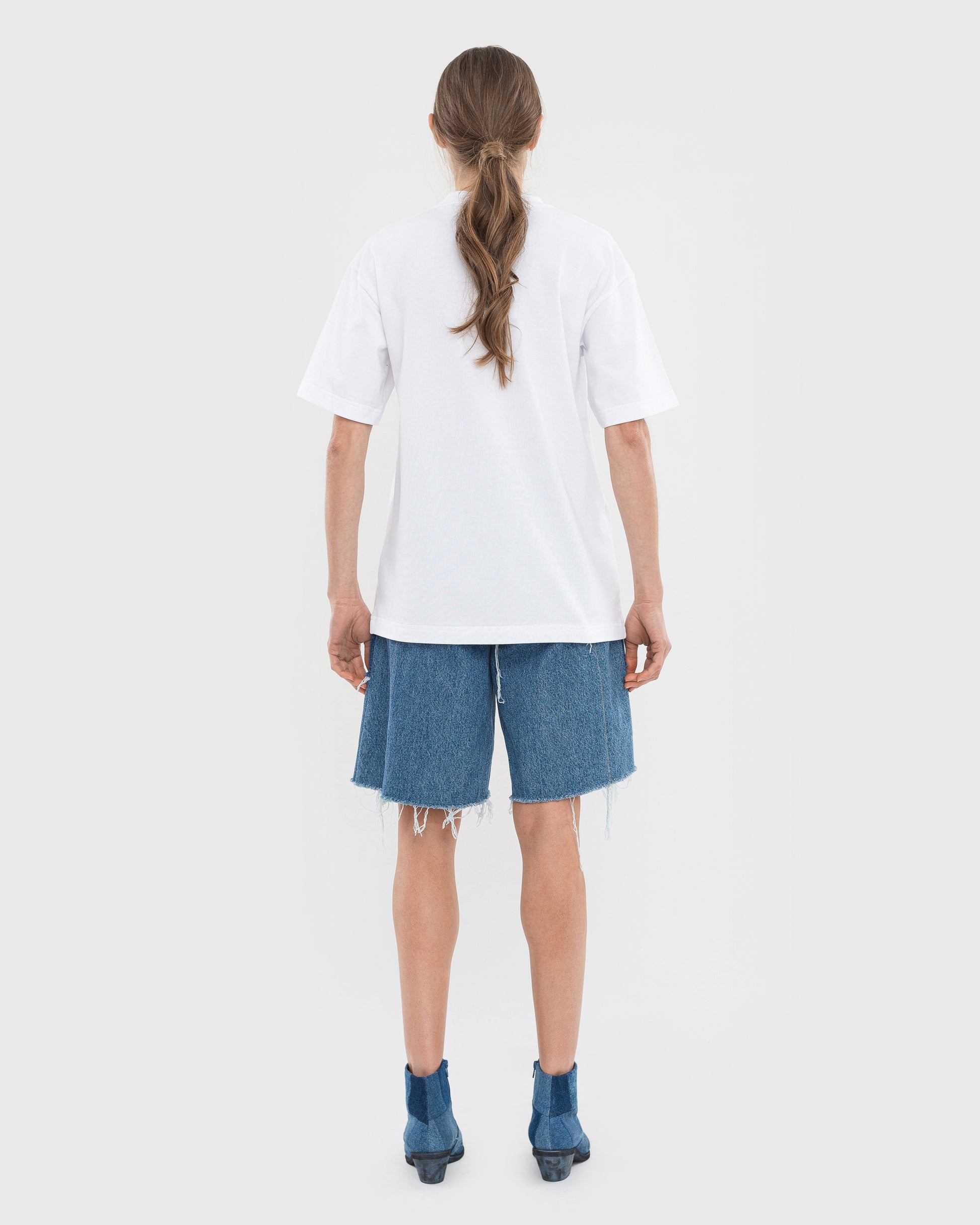 Buy T-shirt with Augmented Jeans – Tops by Ksenia Schnaider | Ethical & Sustainable Fashion
