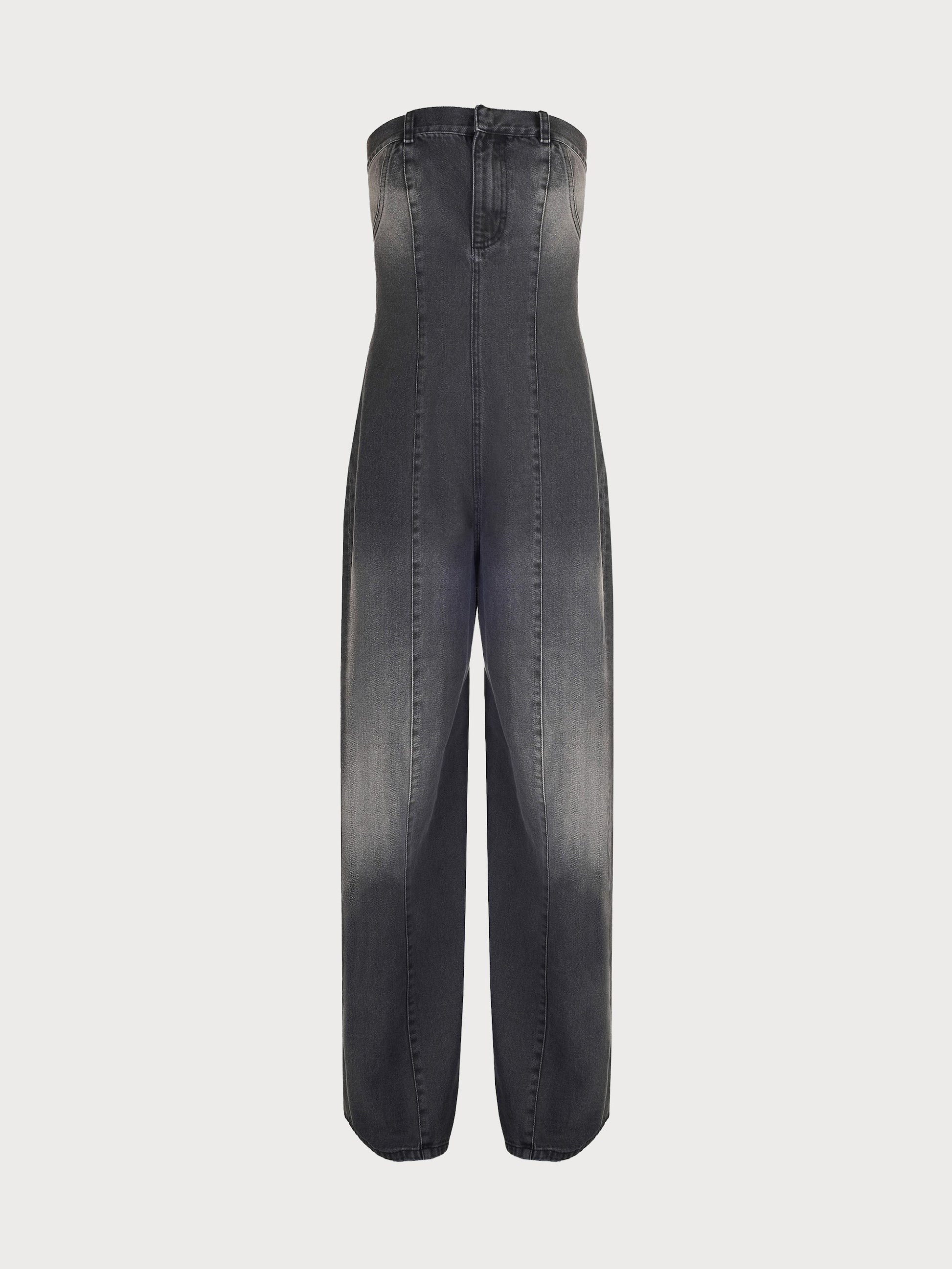 Buy Grey Denim Overall with Rust Wash – Bottoms by Ksenia Schnaider | Ethical & Sustainable Fashion