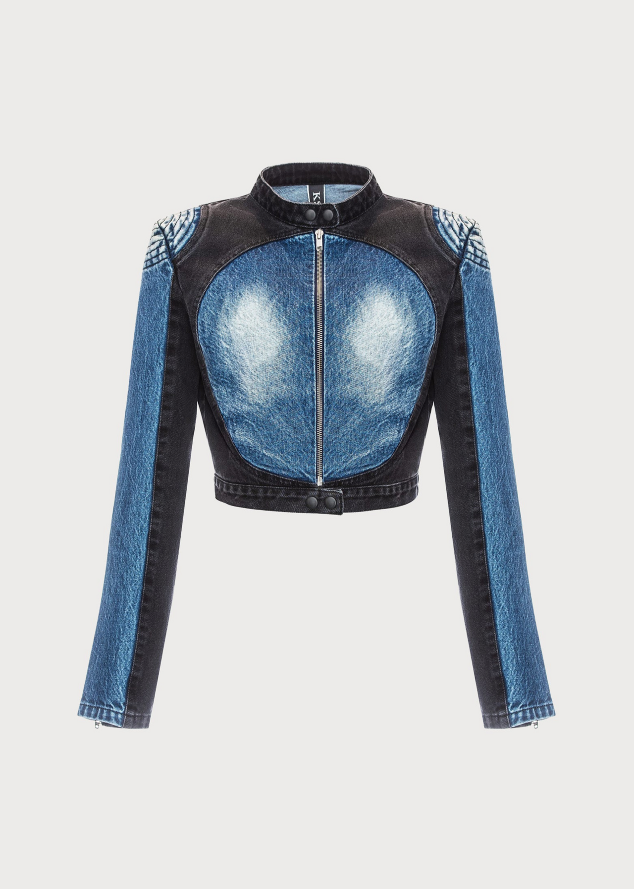 Buy Denim Tarot Jacket with Contrast Oval Details – Outerwear by Ksenia Schnaider | Ethical & Sustainable Fashion