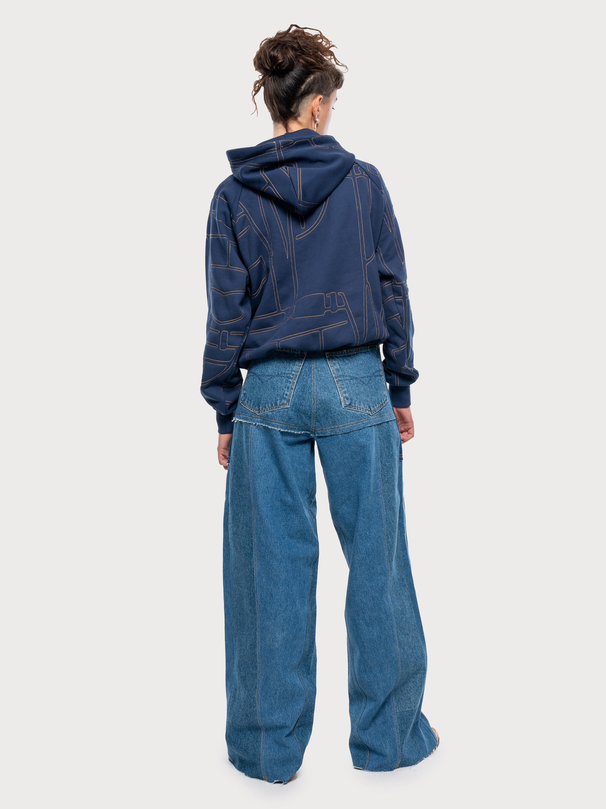 Buy Denim Stitch Hoodie – Tops by Ksenia Schnaider | Ethical & Sustainable Fashion