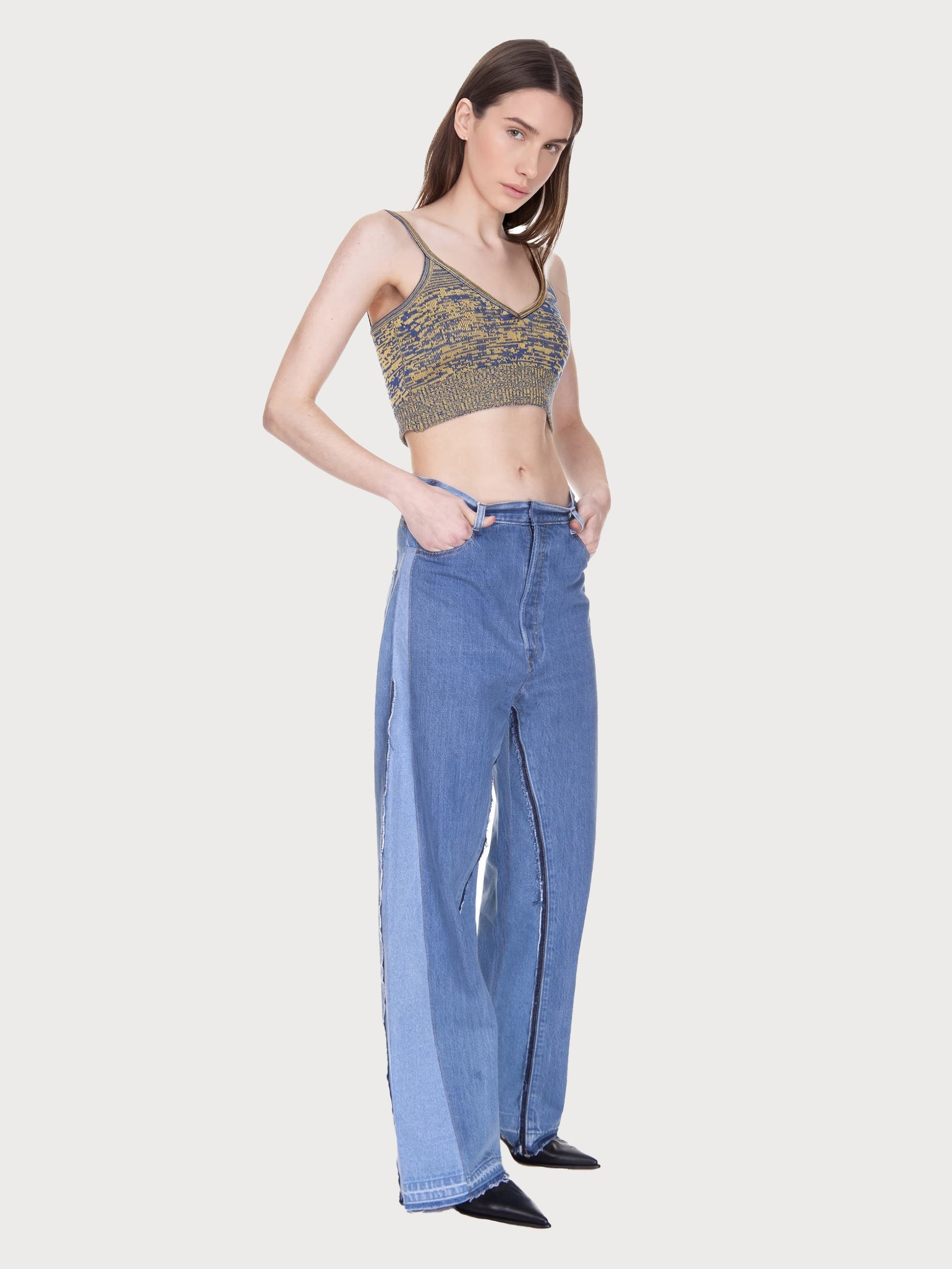 Buy Reworked Denim Wide Jeans – Bottoms by Ksenia Schnaider | Ethical & Sustainable Fashion