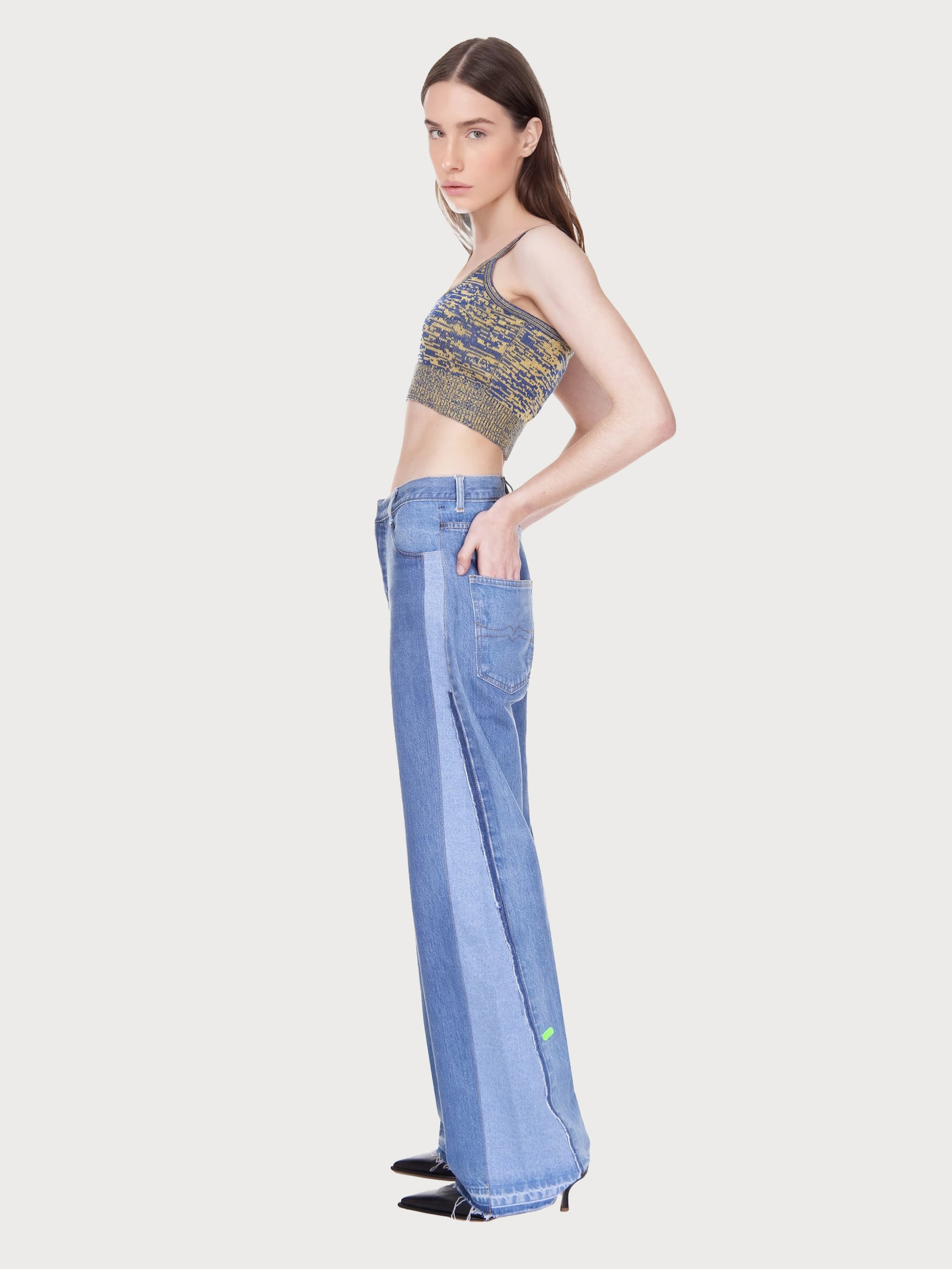 Buy Reworked Denim Wide Jeans – Bottoms by Ksenia Schnaider | Ethical & Sustainable Fashion