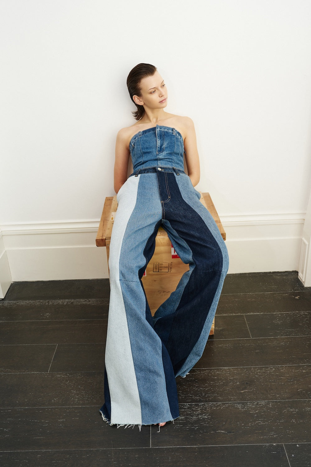 Buy Reworked Striped Flared Jeans – Bottoms by Ksenia Schnaider | Ethical & Sustainable Fashion