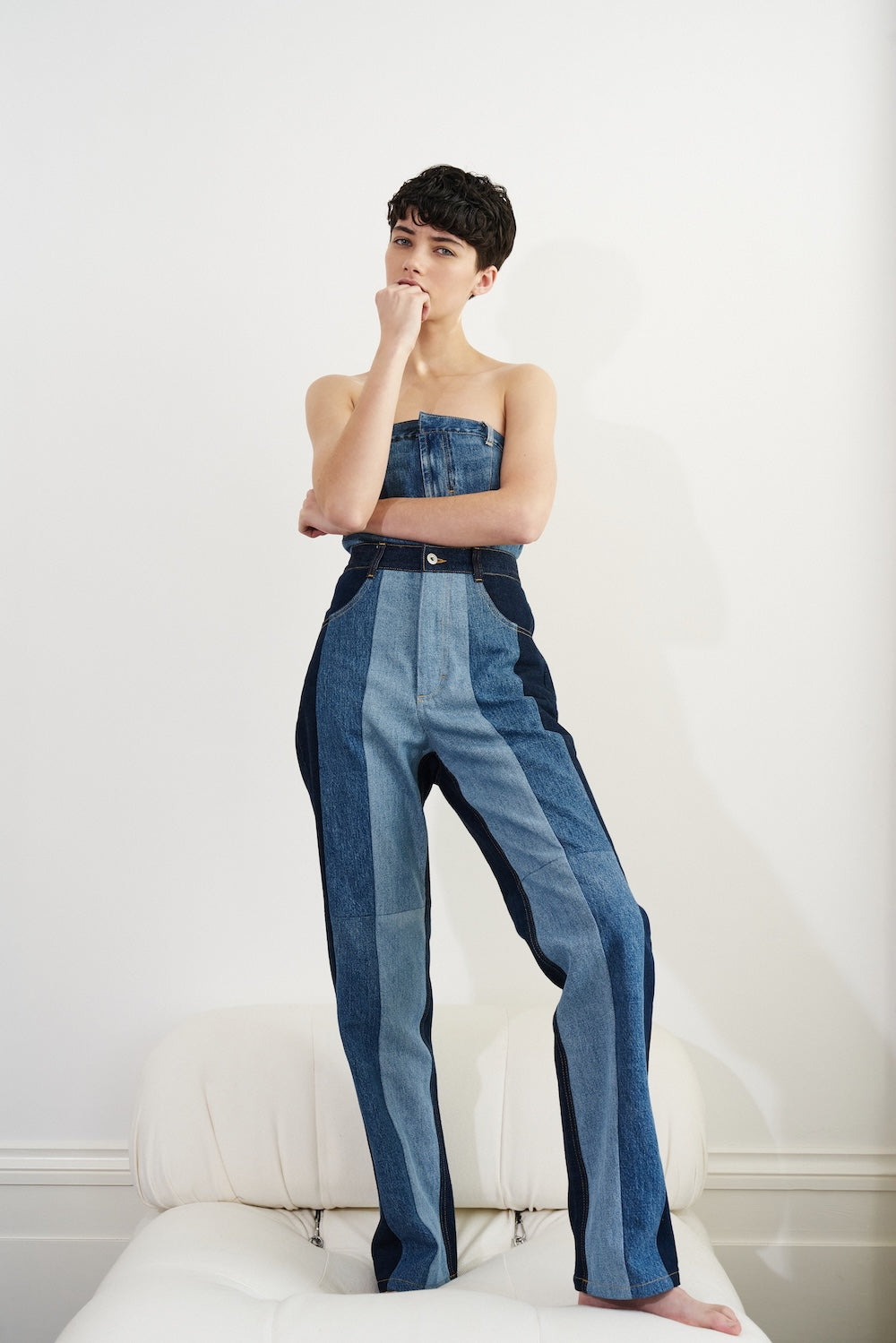 Buy Men's Reworked Striped Jeans – Bottoms by Ksenia Schnaider | Ethical & Sustainable Fashion