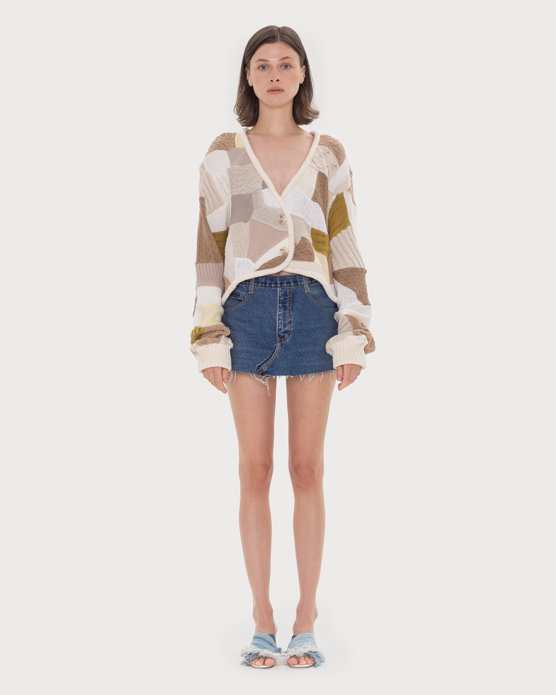 Buy Cropped Patchwork Cardigan – Tops by Ksenia Schnaider | Ethical & Sustainable Fashion