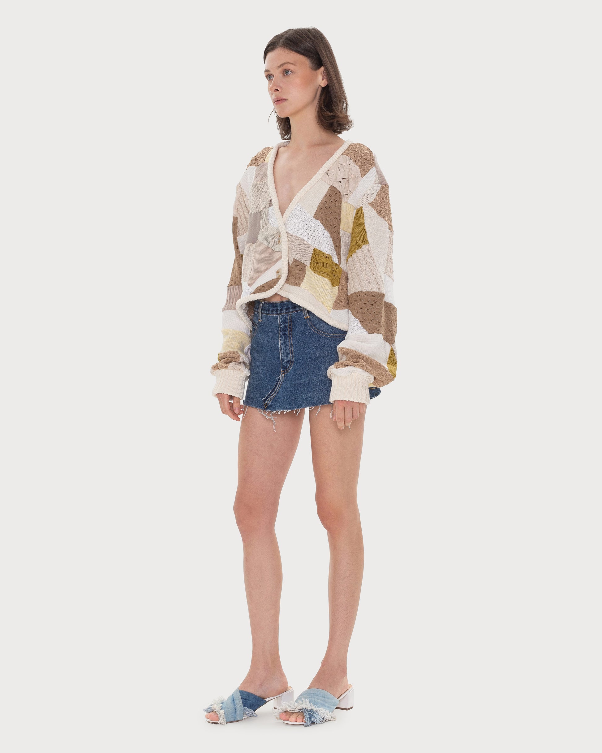 Buy Cropped Patchwork Cardigan – Tops by Ksenia Schnaider | Ethical & Sustainable Fashion