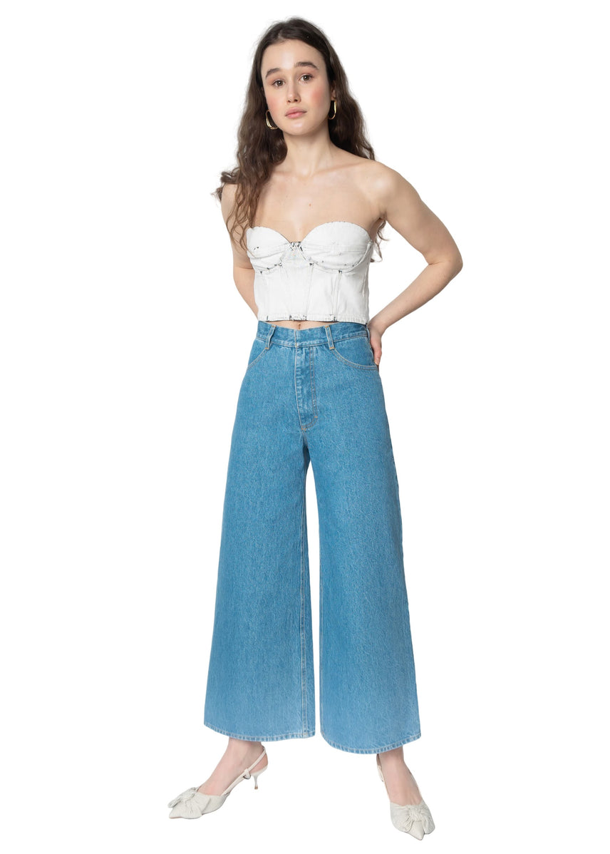 Wide Cropped Blue Jeans image