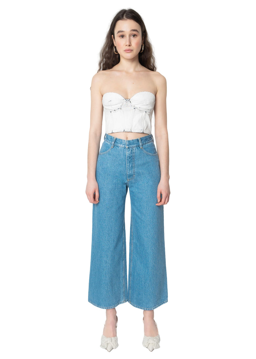 Wide Cropped Blue Jeans image