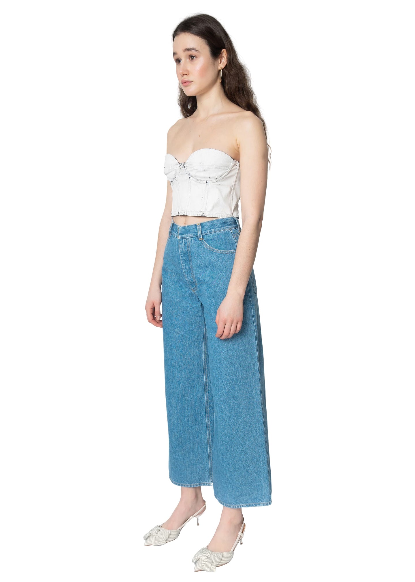 Wide Cropped Blue Jeans image