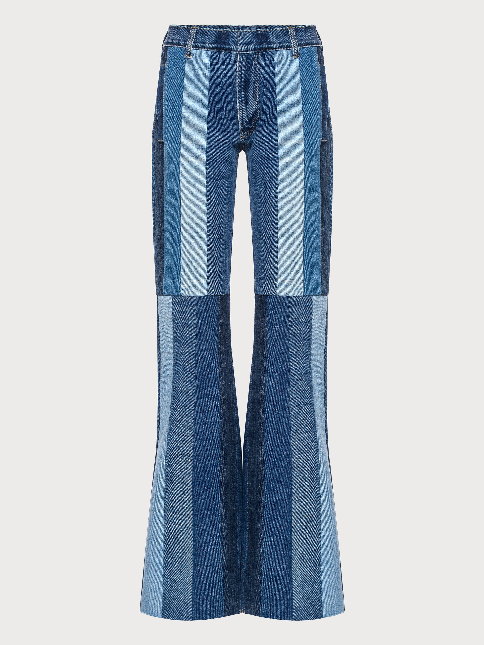 Buy Reworked Striped Flared Jeans – Bottoms by Ksenia Schnaider | Ethical & Sustainable Fashion