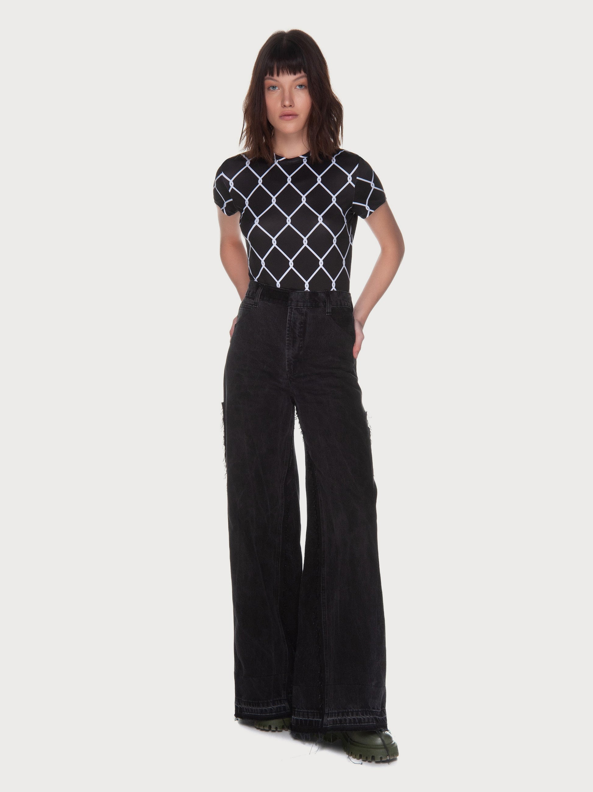 Buy Black Reworked Wide Jeans – Bottoms by Ksenia Schnaider | Ethical & Sustainable Fashion