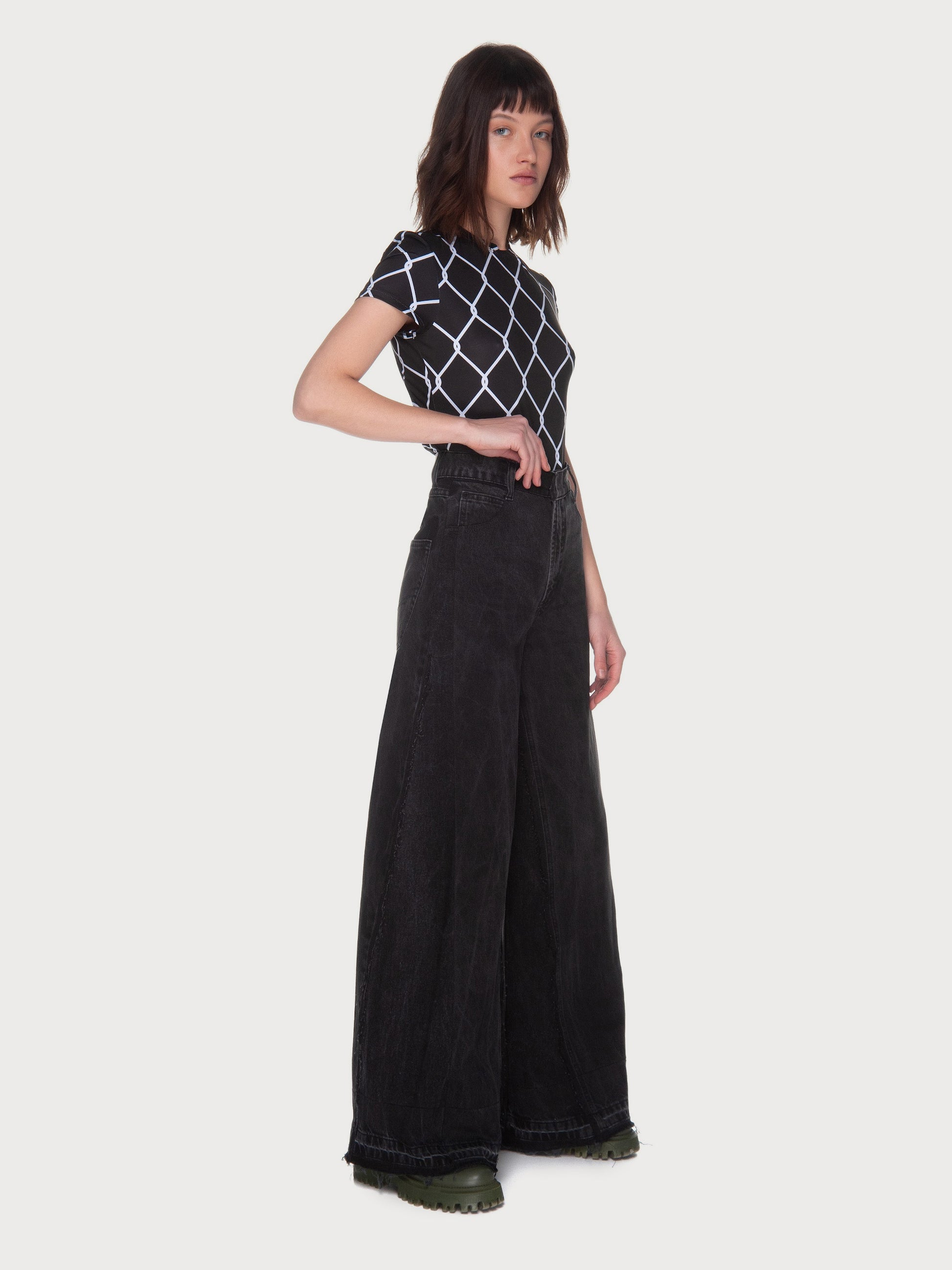 Buy Black Reworked Wide Jeans – Bottoms by Ksenia Schnaider | Ethical & Sustainable Fashion