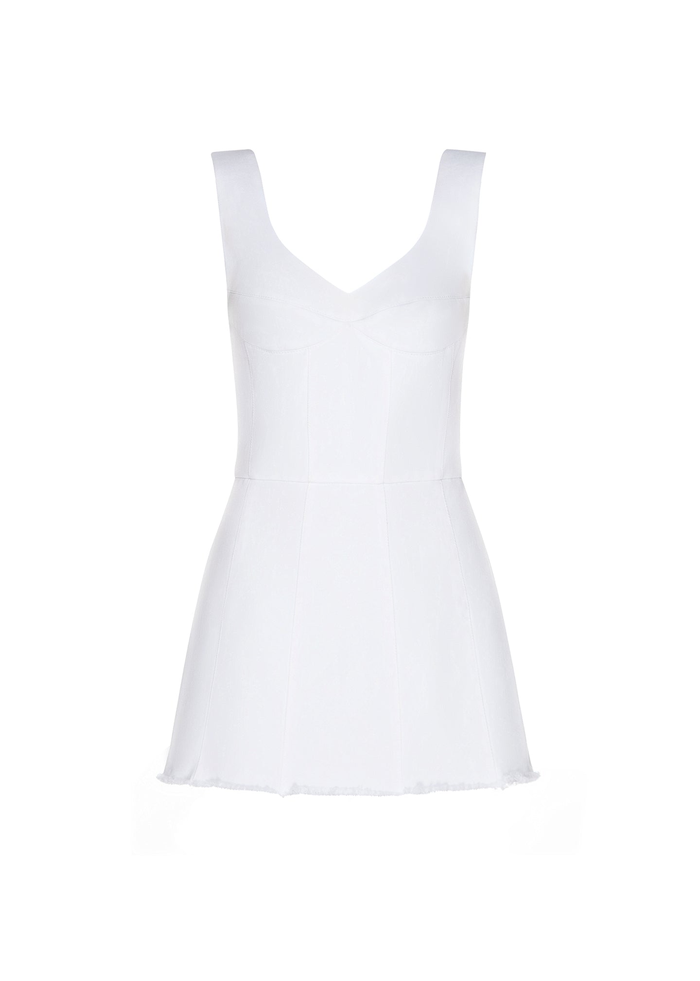 White Denim Corset Mini Dress image