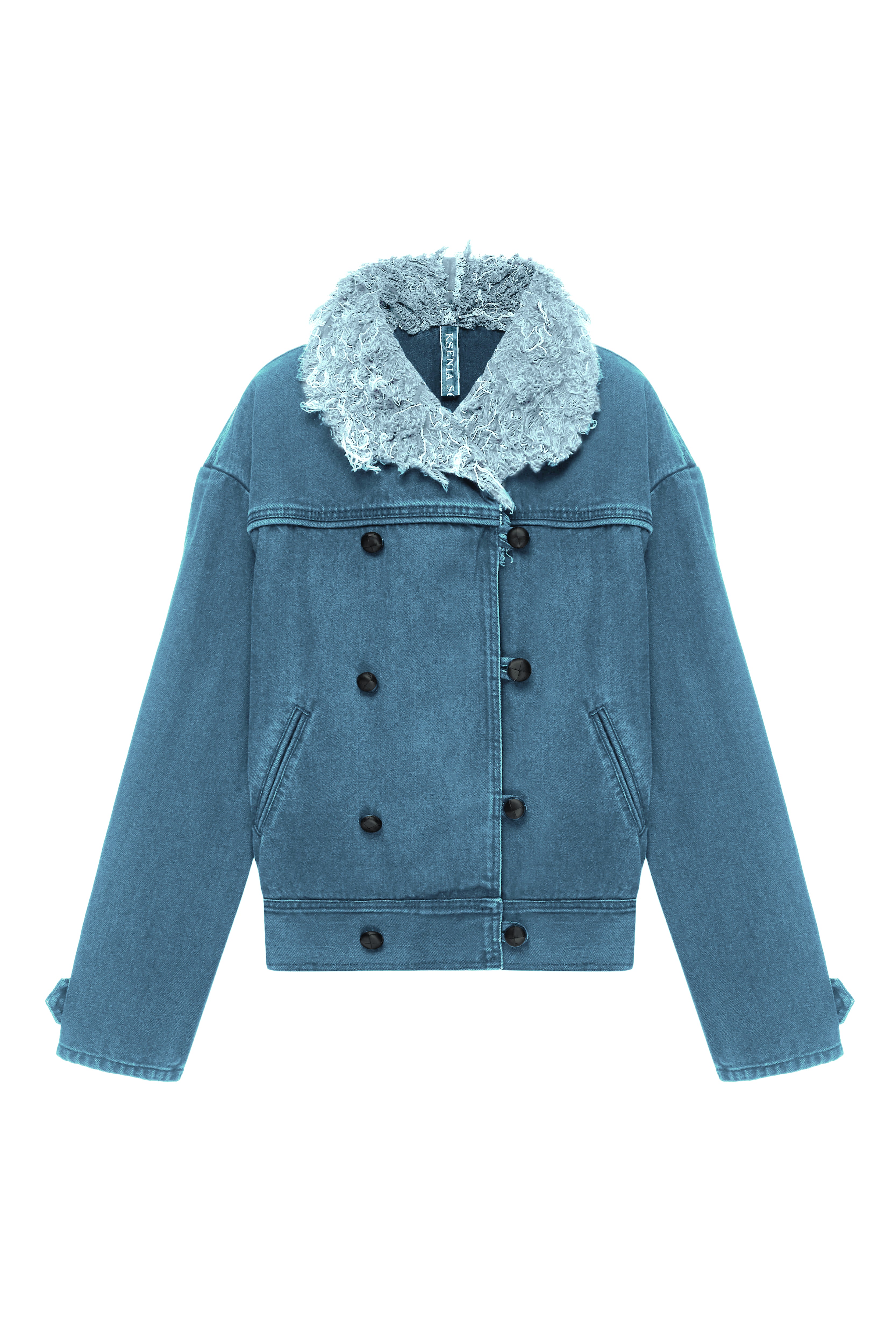 Light Blue Denim Jacket with Denim Fur Collar image
