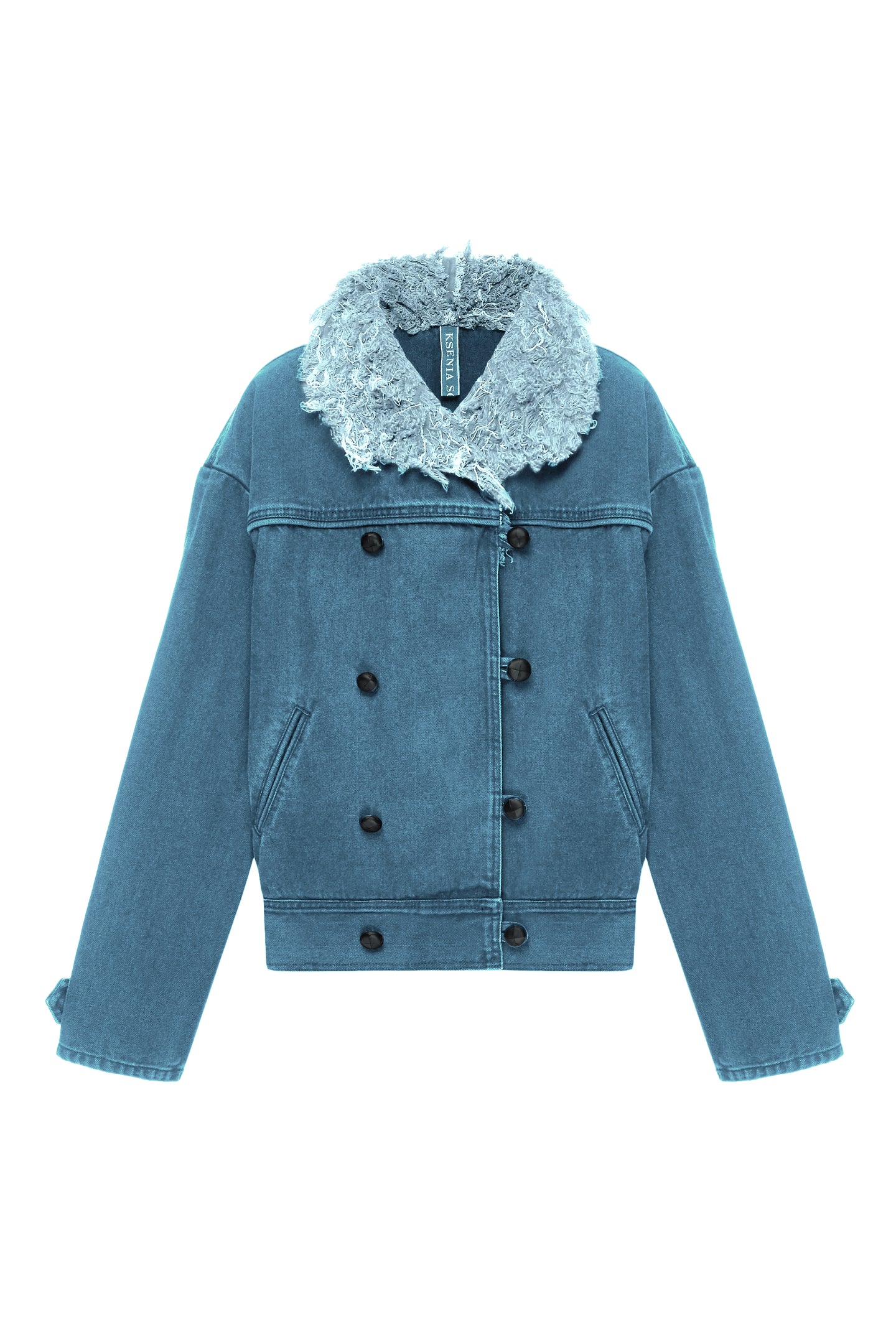 Light Blue Denim Jacket with Denim Fur Collar image