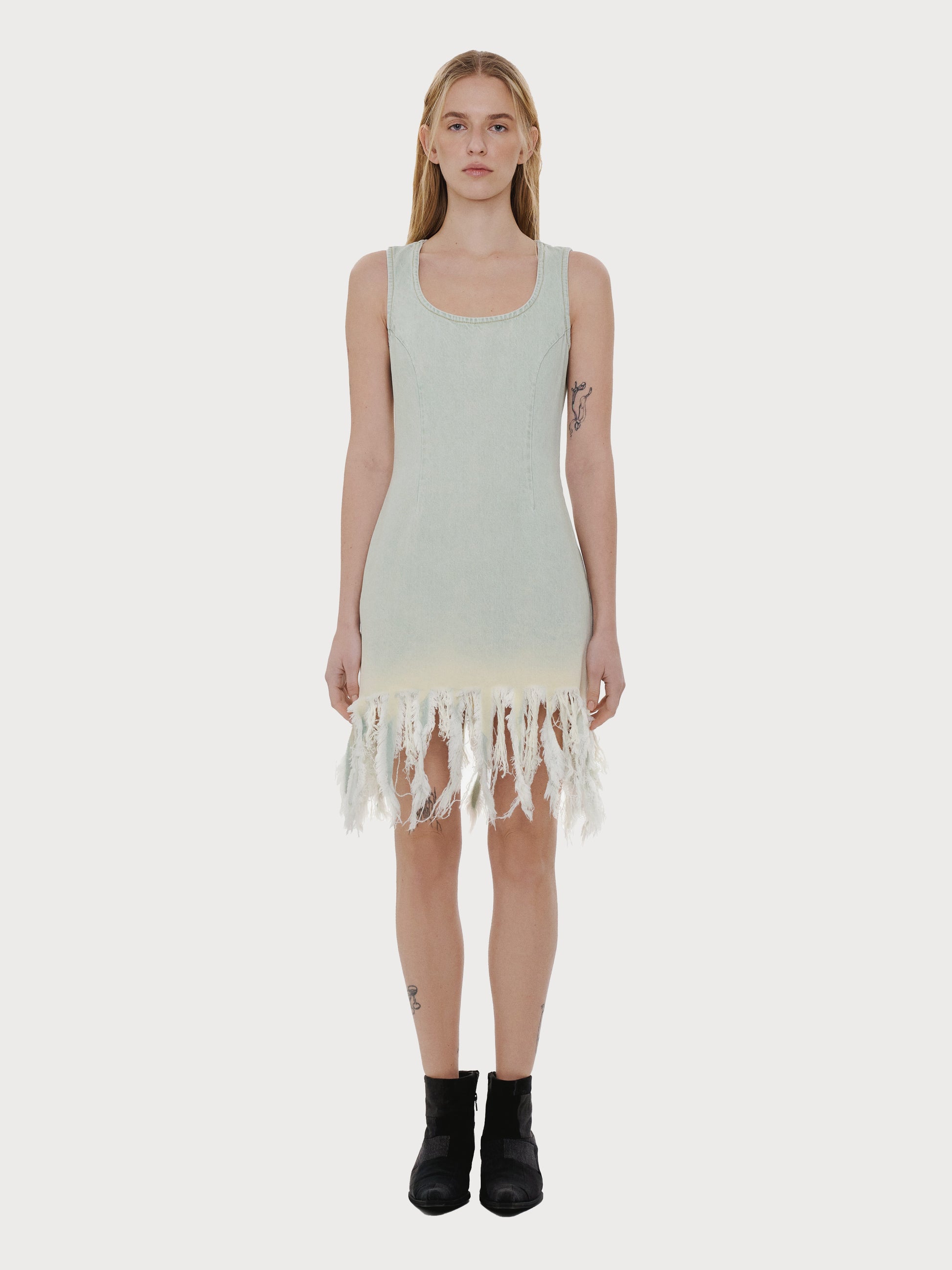 Buy Denim Medusa Dress with Vintage Effect – Dresses by Ksenia Schnaider | Ethical & Sustainable Fashion