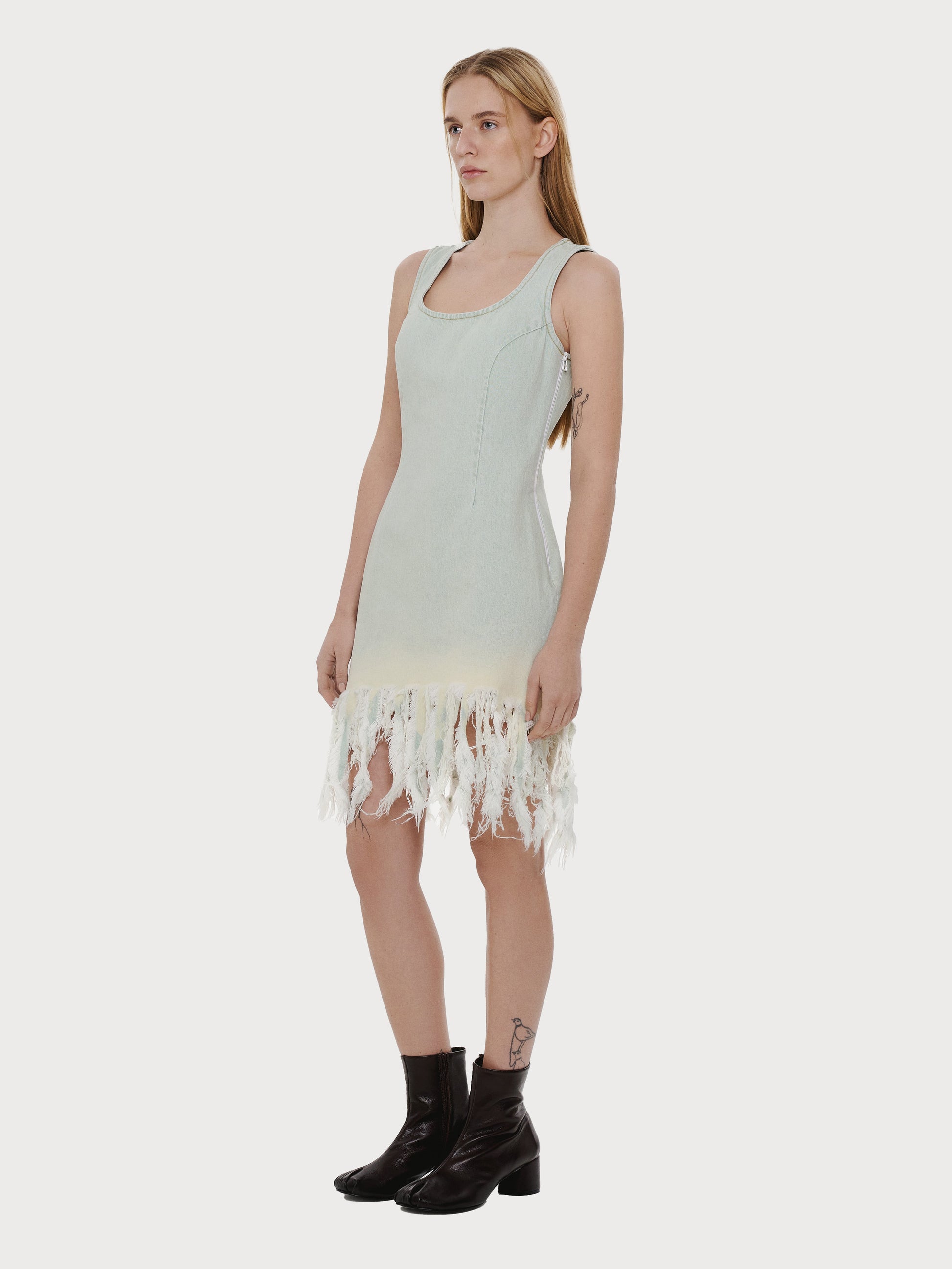 Buy Denim Medusa Dress with Vintage Effect – Dresses by Ksenia Schnaider | Ethical & Sustainable Fashion