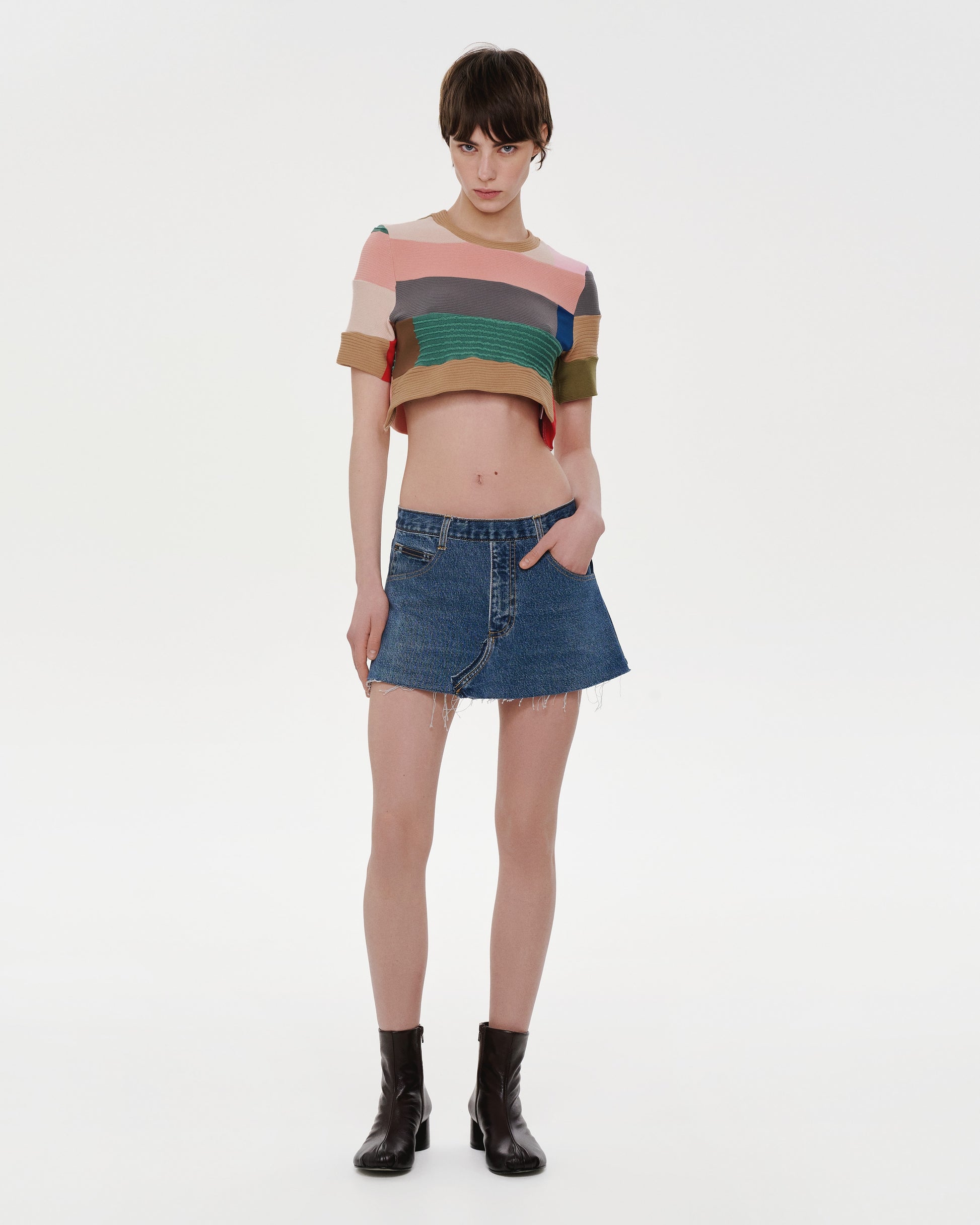 Buy Reworked Denim Skort – Bottoms by Ksenia Schnaider | Ethical & Sustainable Fashion