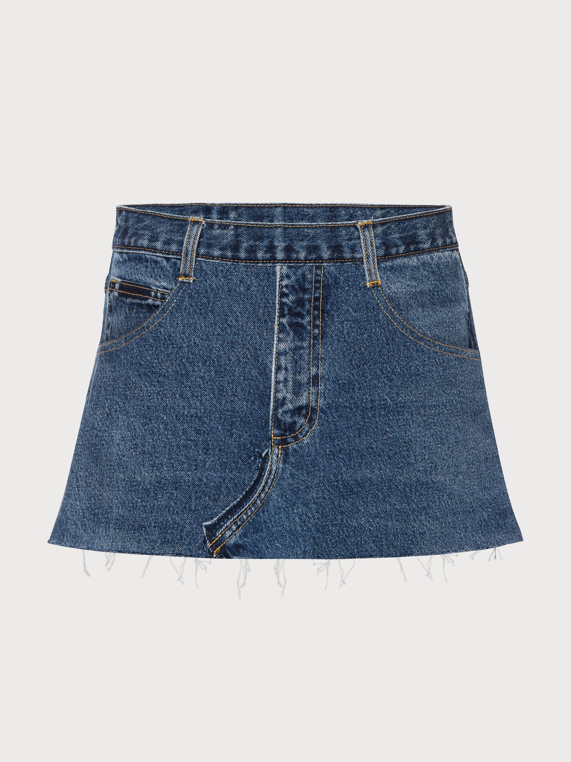 Buy Reworked Denim Skort – Bottoms by Ksenia Schnaider | Ethical & Sustainable Fashion