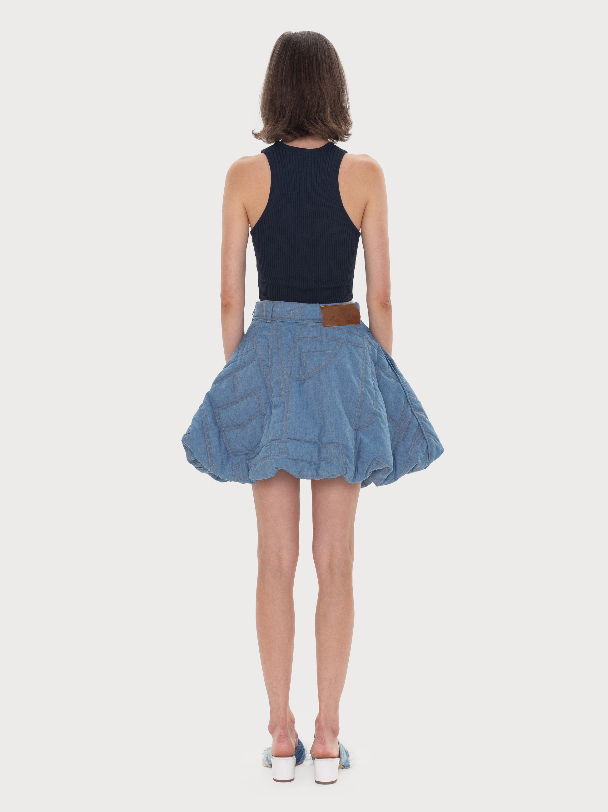 Buy Quilted Denim Mini Skirt – Bottoms by Ksenia Schnaider | Ethical & Sustainable Fashion