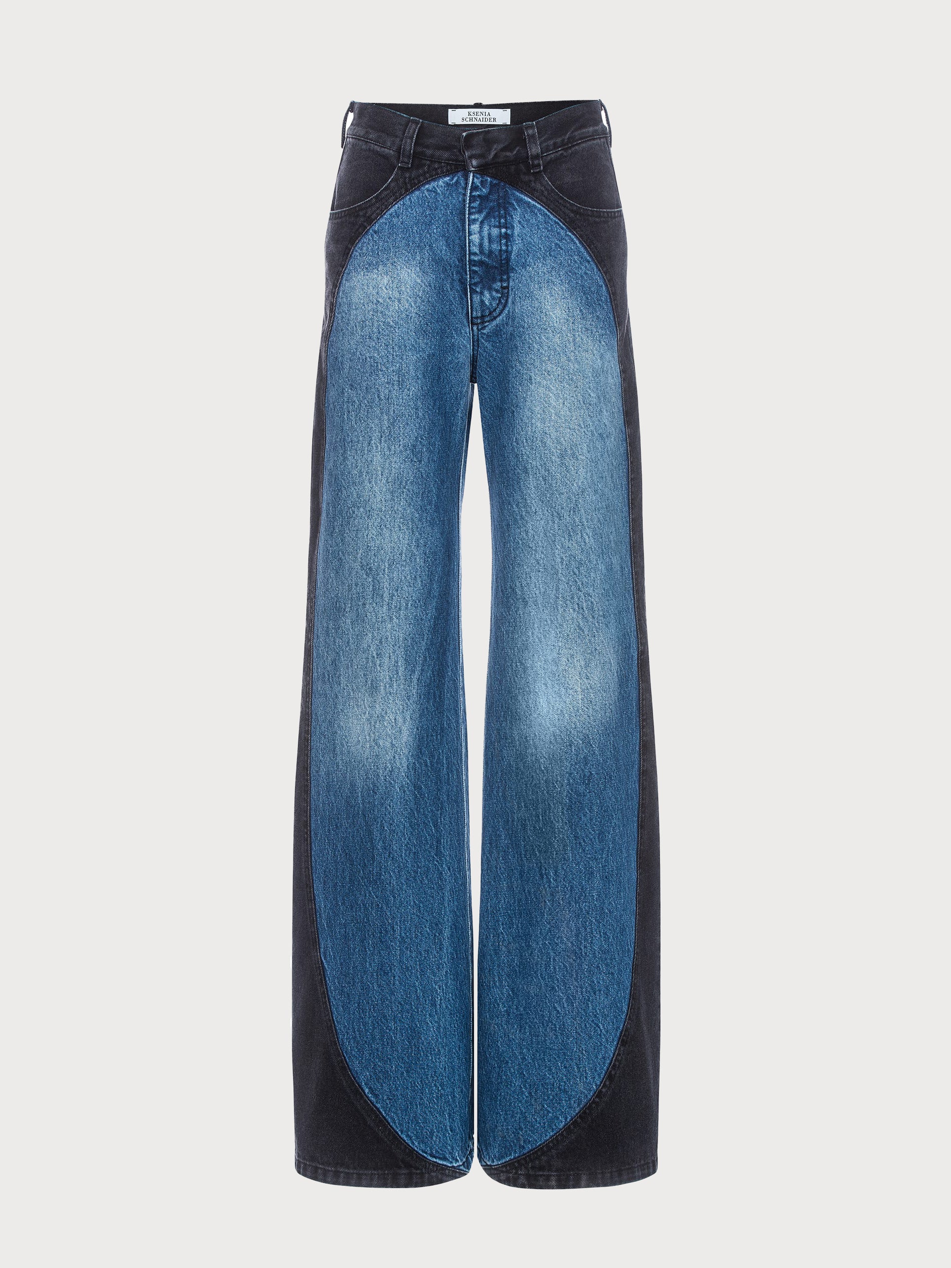 Buy Tarot Jeans with Contrast Oval Details – Bottoms by Ksenia Schnaider | Ethical & Sustainable Fashion