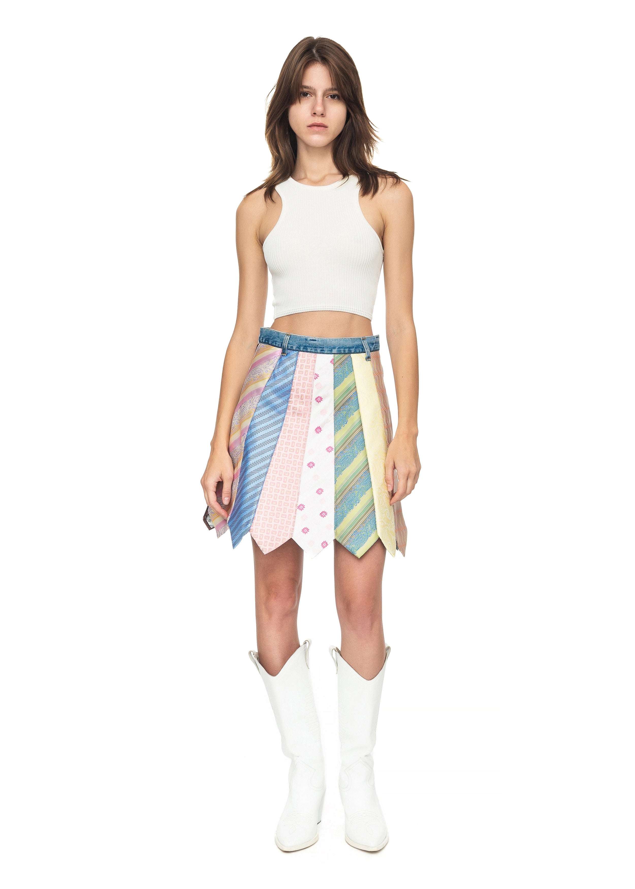 Tie-Madness Skirt with Blue Denim Belt image