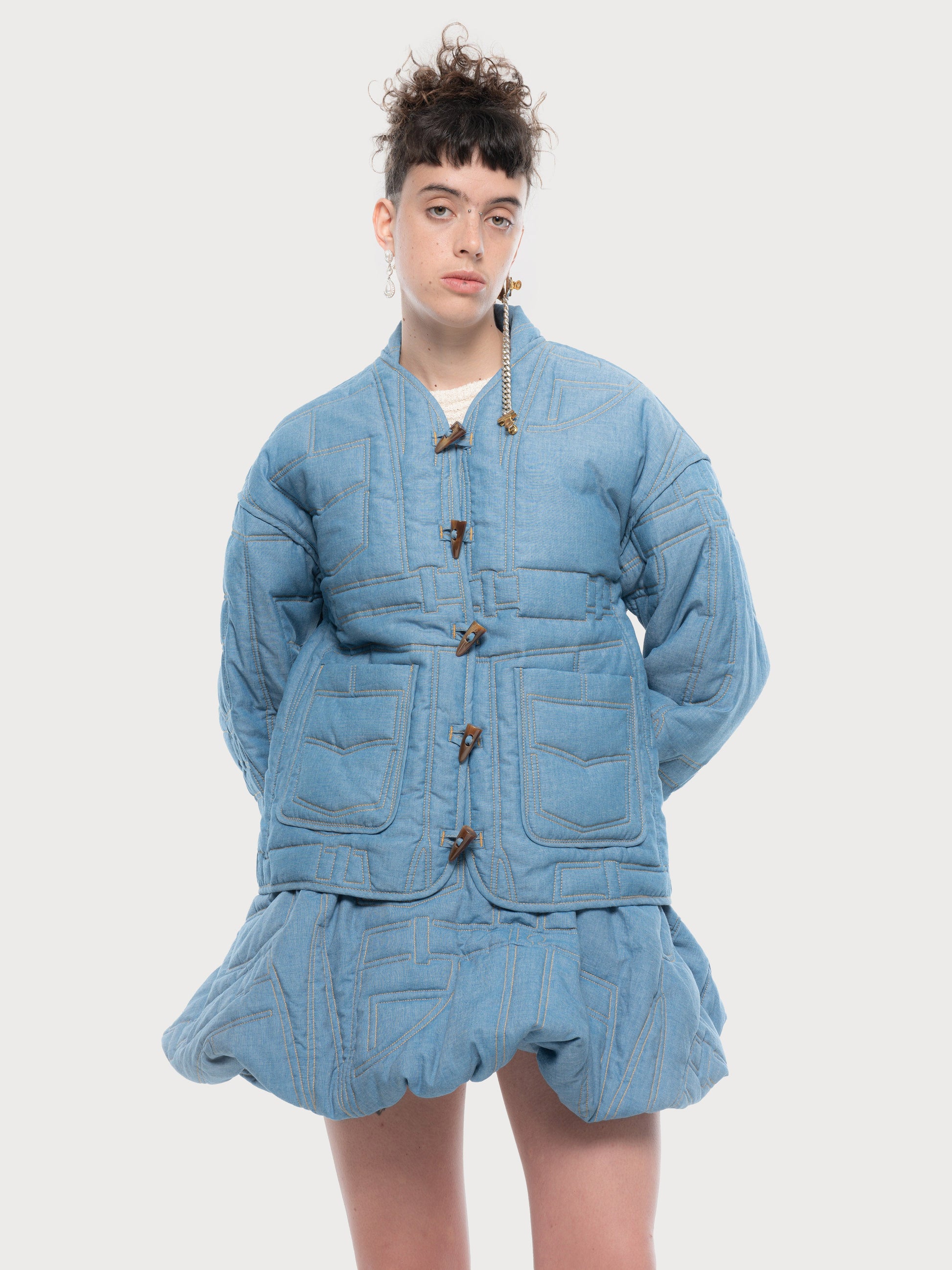 Buy Quilted Denim Jacket – Outerwear by Ksenia Schnaider | Ethical & Sustainable Fashion