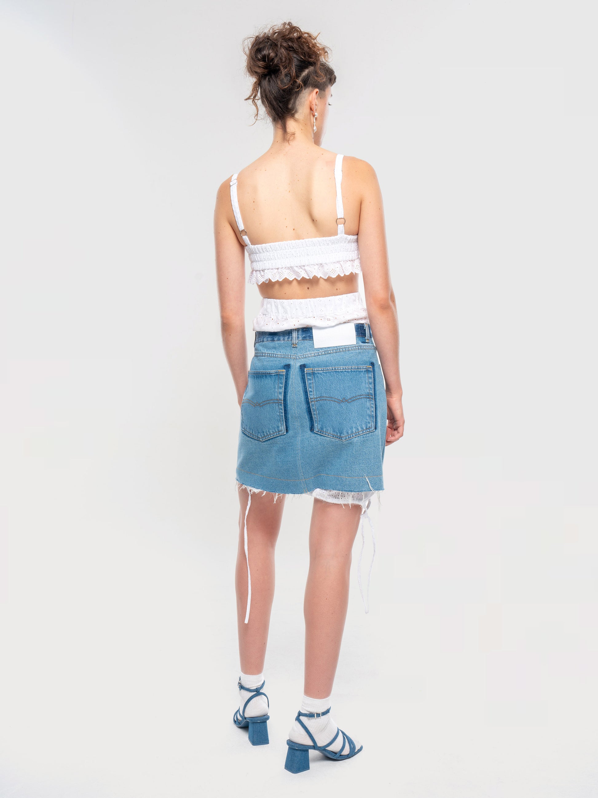Buy 2 in 1 Boxer Skirt with Broderie Detail – Bottoms by Ksenia Schnaider | Ethical & Sustainable Fashion