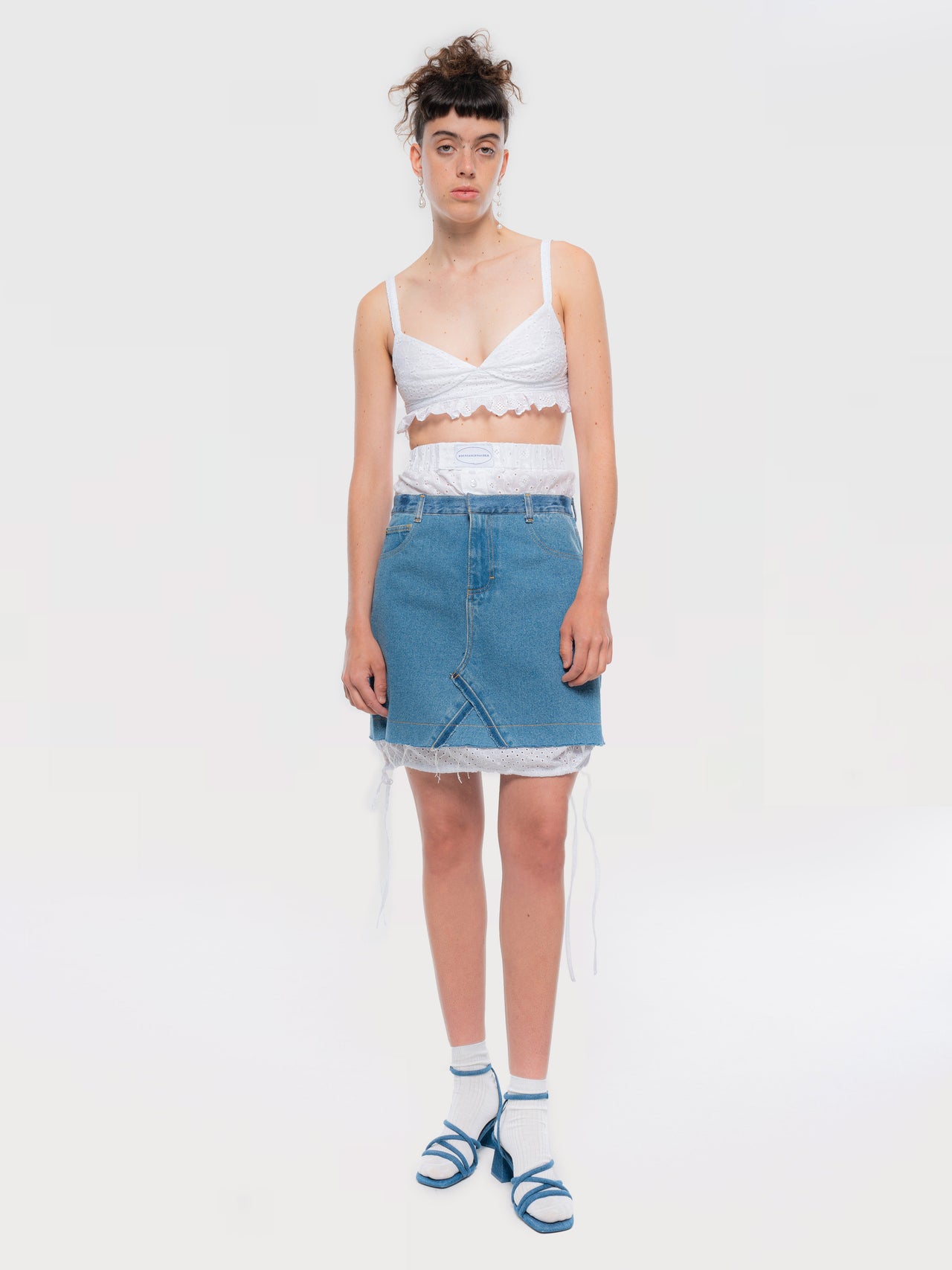 Buy 2 in 1 Boxer Skirt with Broderie Detail – Bottoms by Ksenia Schnaider | Ethical & Sustainable Fashion