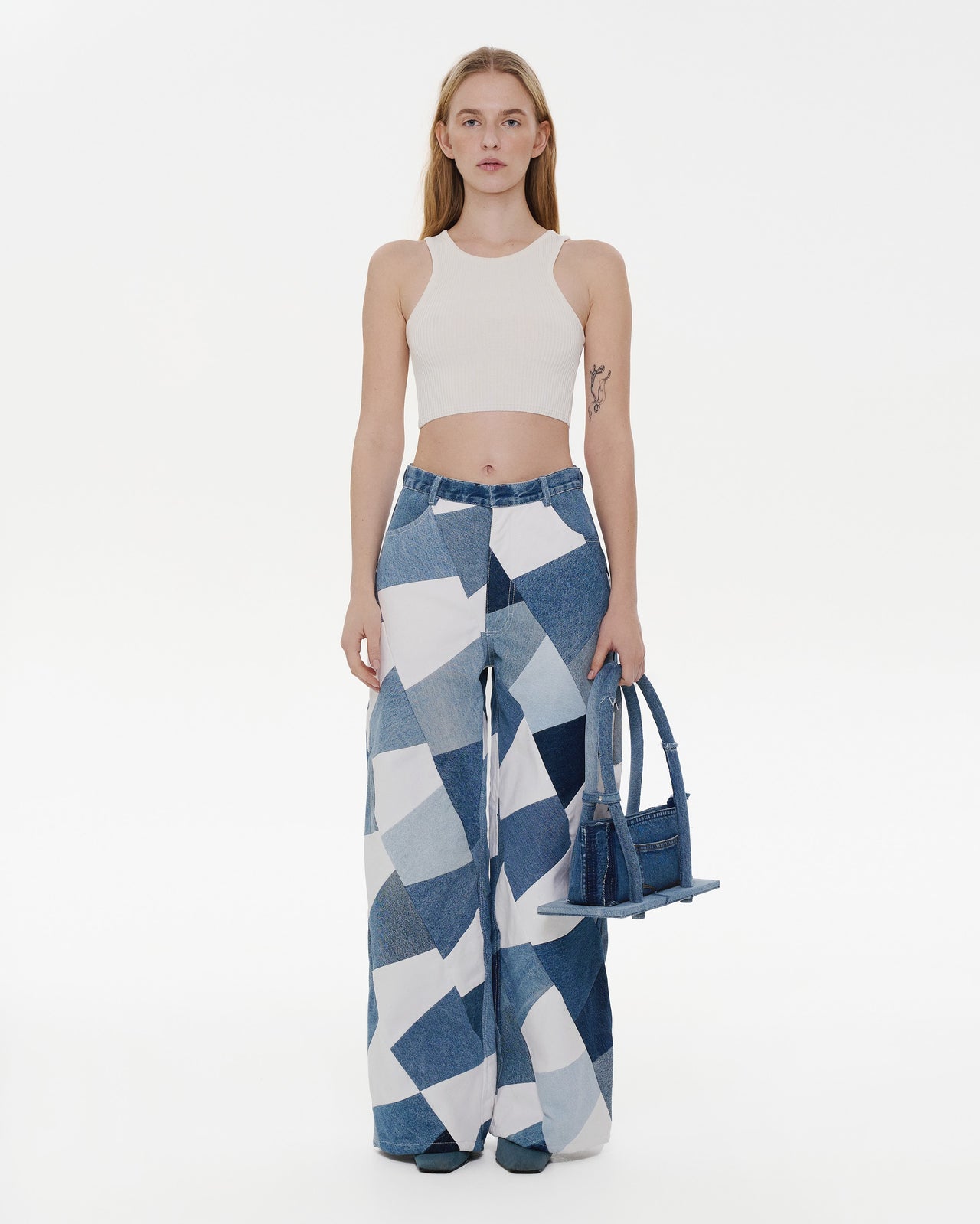 Buy Patchwork Wide Jeans – Bottoms by Ksenia Schnaider | Ethical & Sustainable Fashion