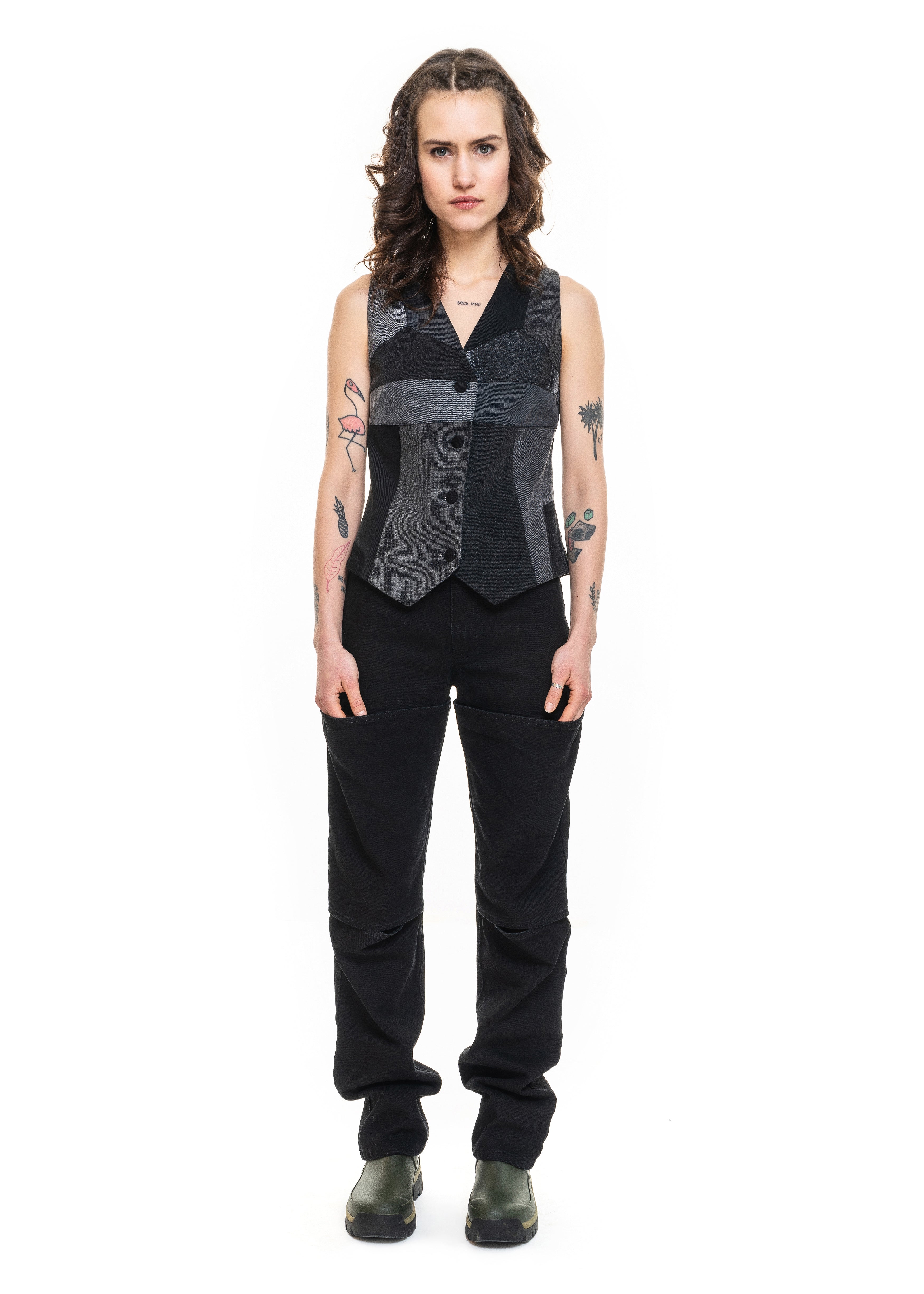 Patchwork Black Vest image