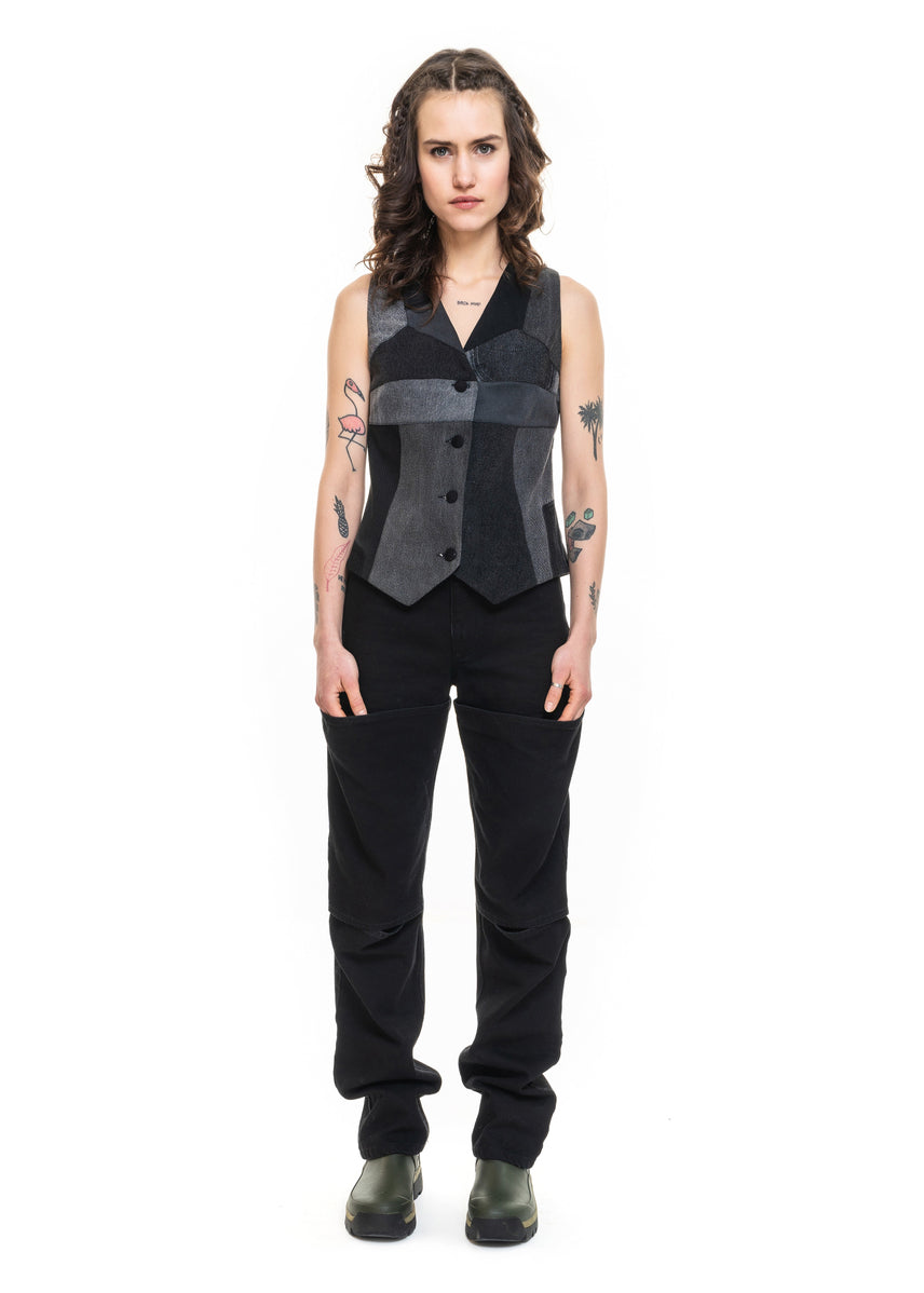 Patchwork Black Vest image