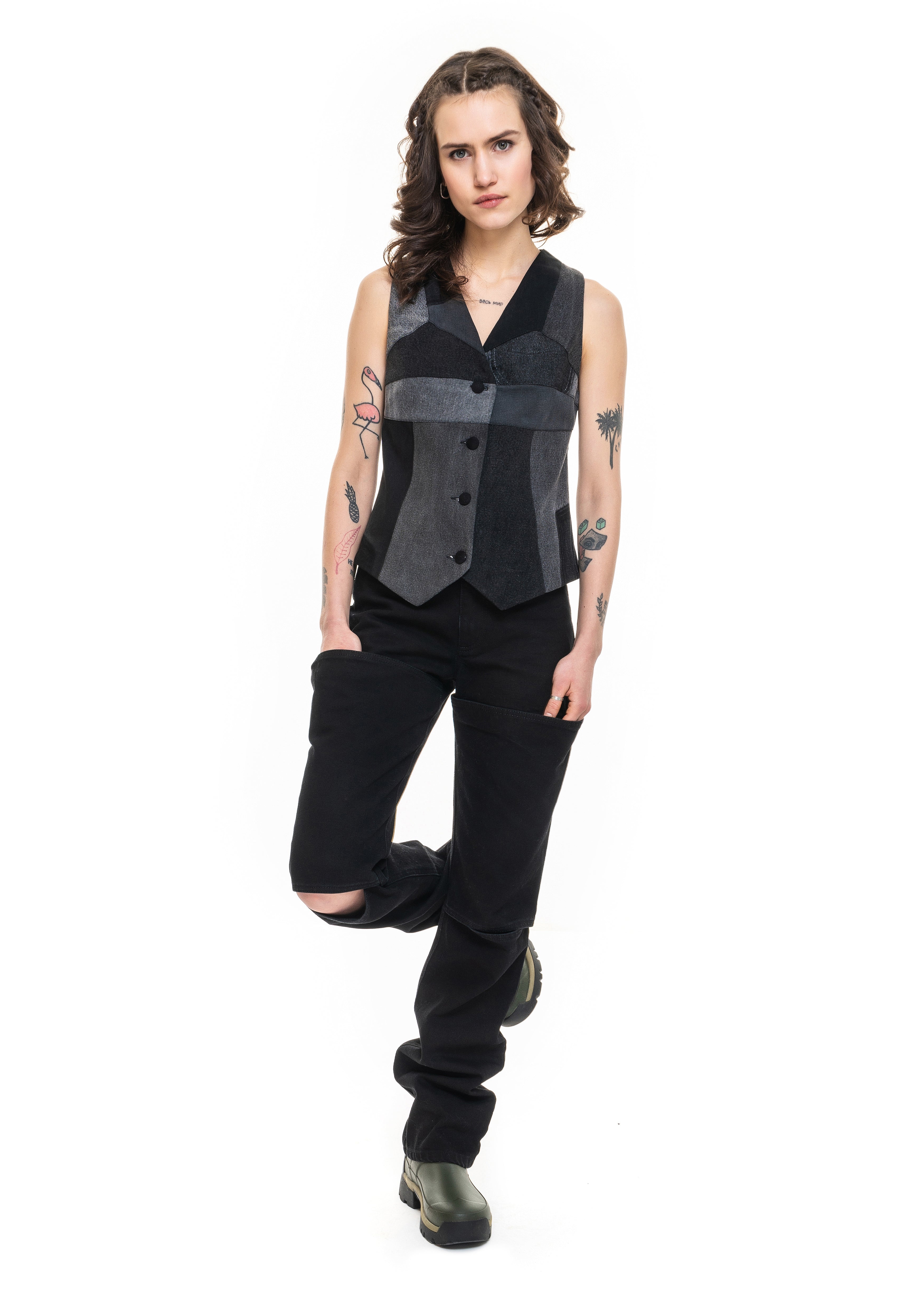 Patchwork Black Vest image