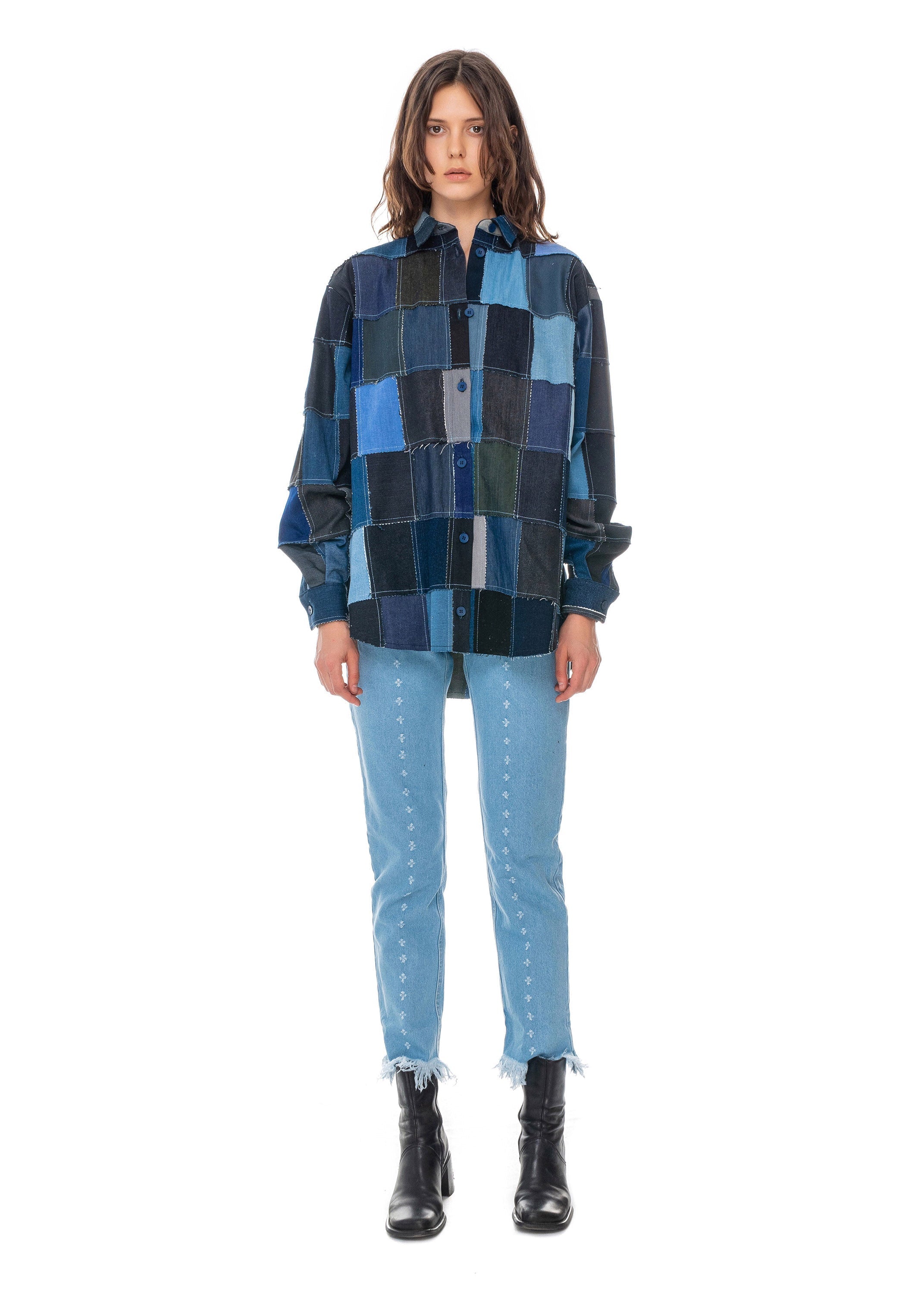 Denim Fabric Swatches Shirt image