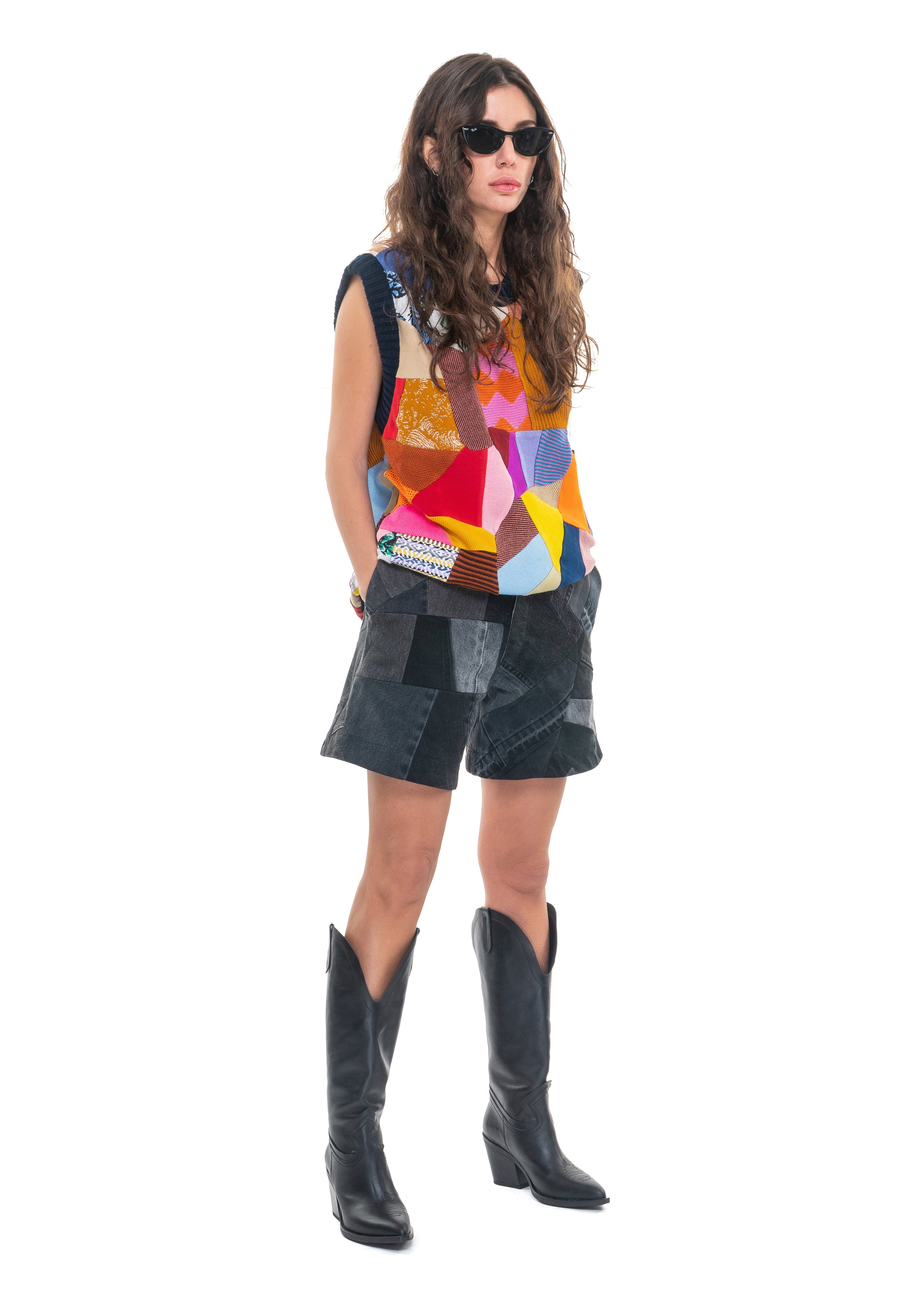 Patchwork Oversized Vest image