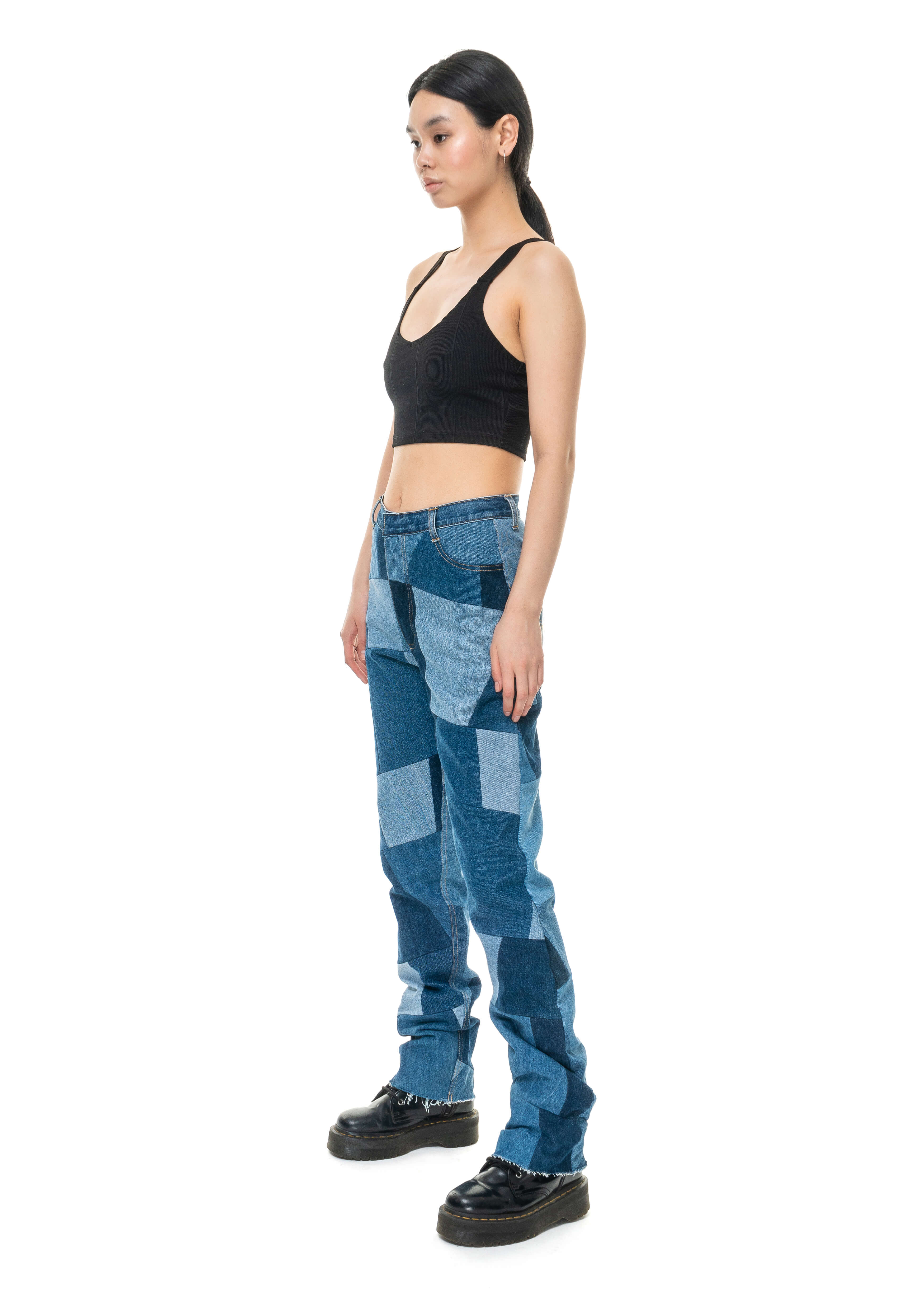 Patchwork Mom Jeans image