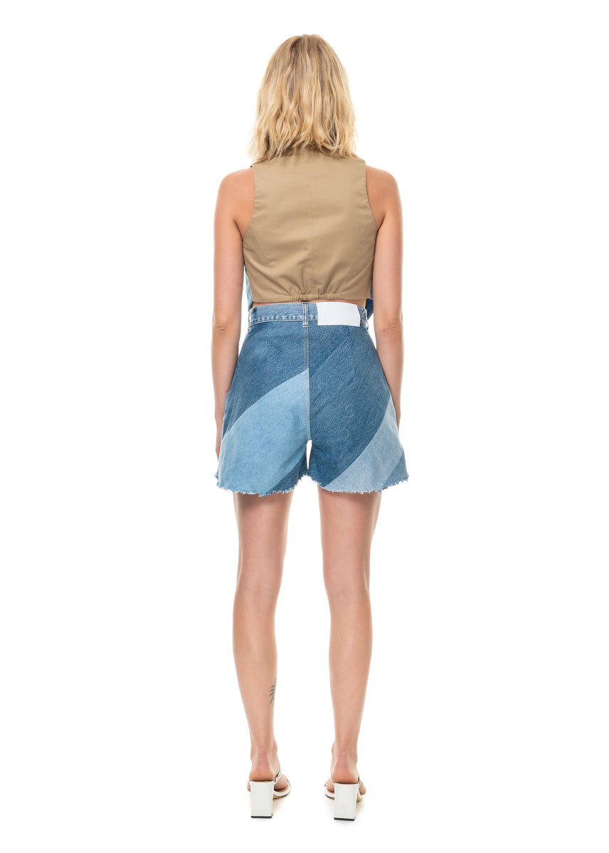 Reworked Diagonal Patchwork Shorts image