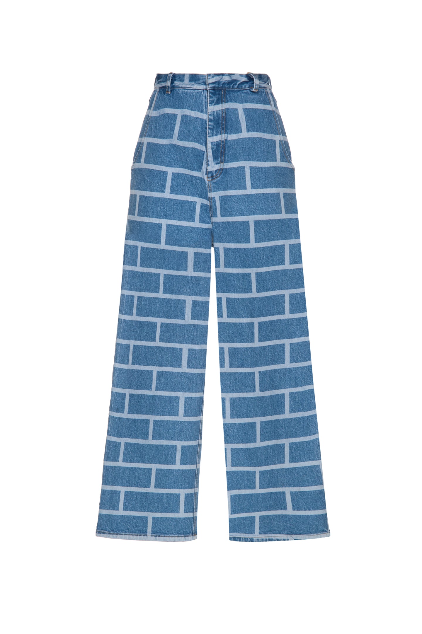 Wide Jeans With Brick Print image