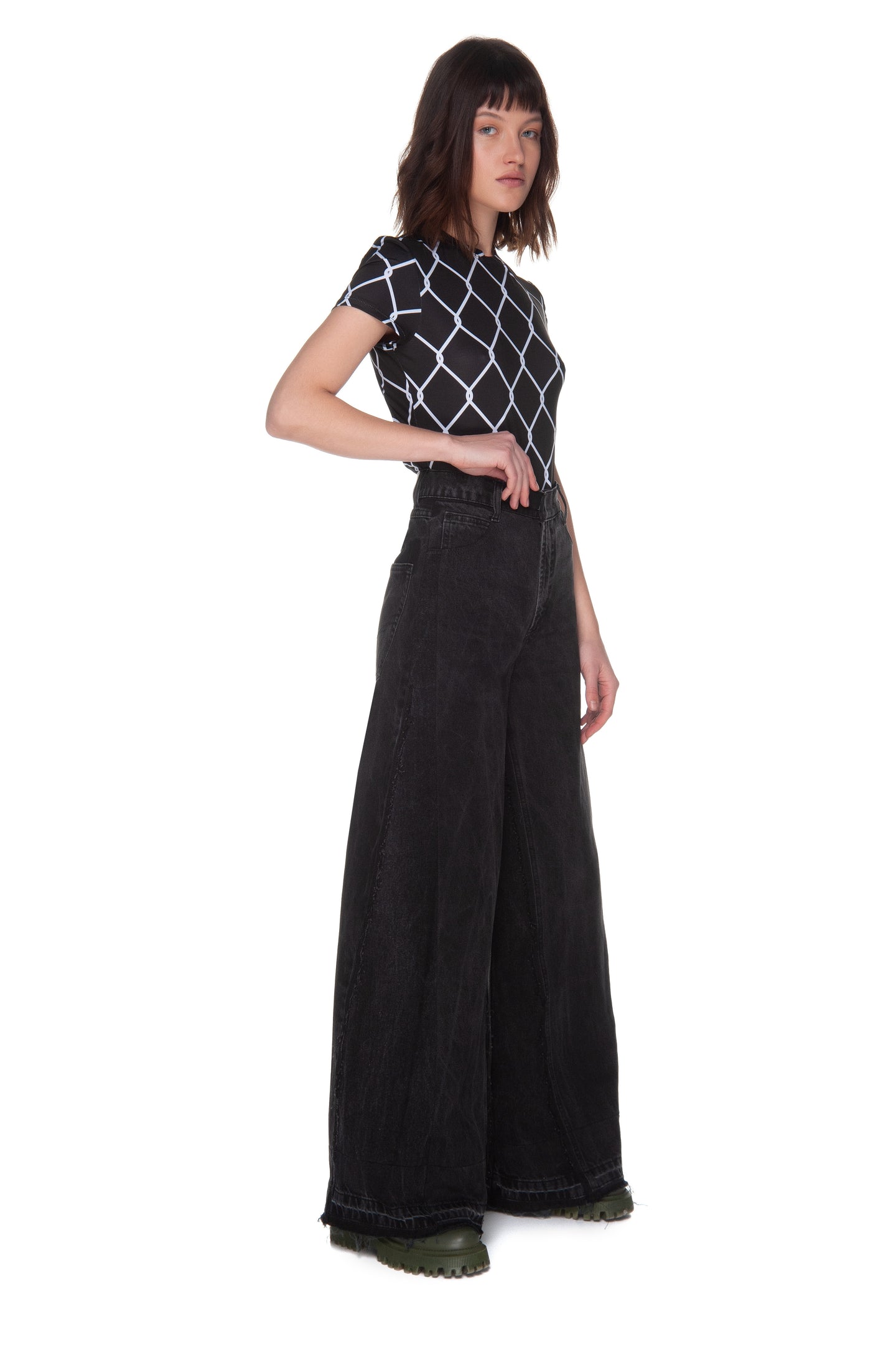 Black Reworked Wide Jeans image