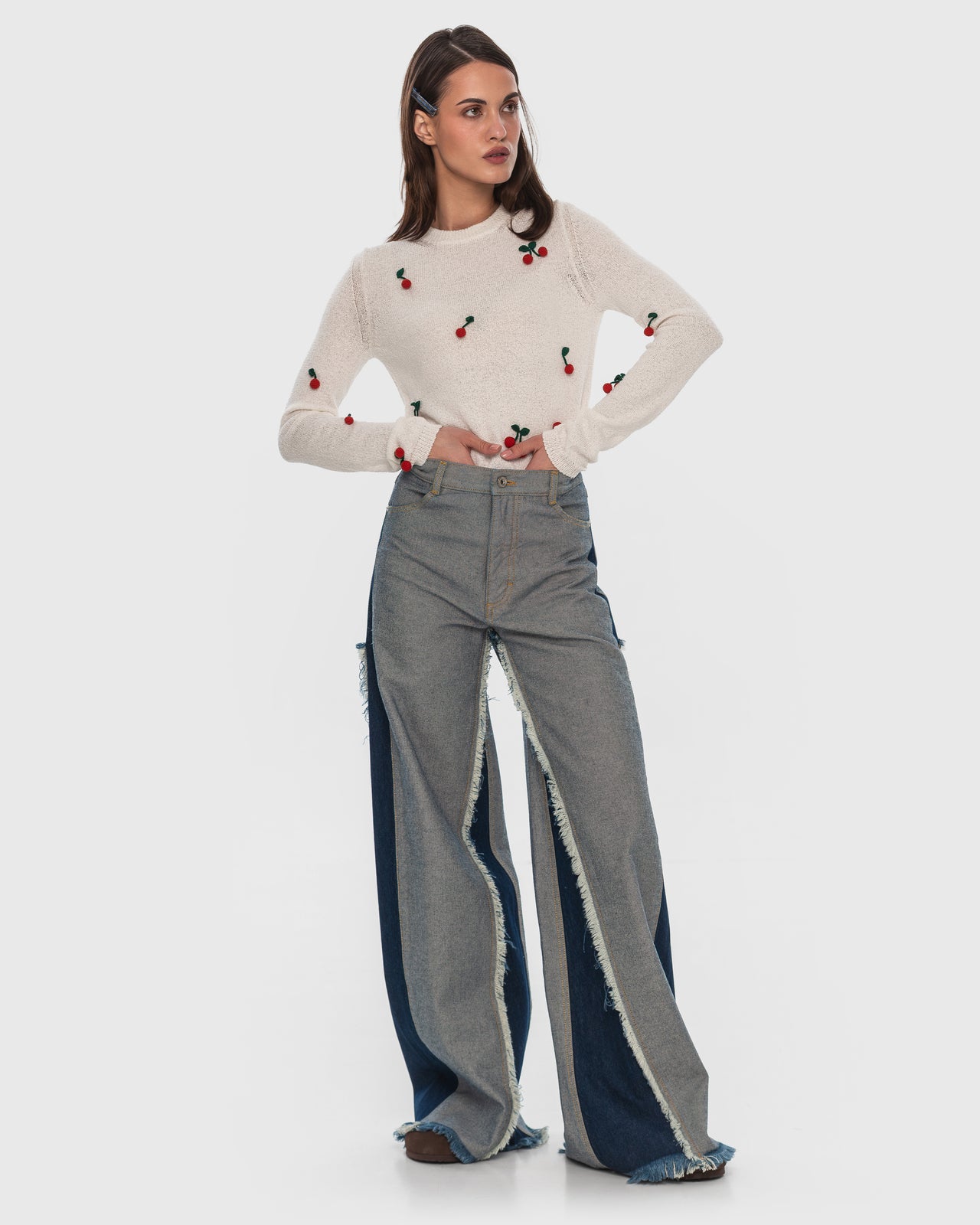 Reversed Jeans with Contrast Side Lines