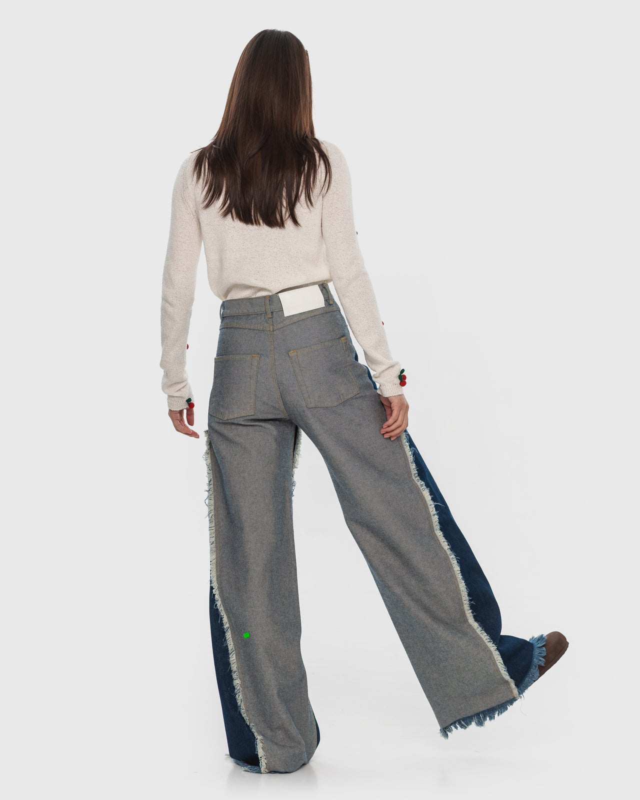 Buy Reversed Jeans with Contrast Side Lines – Bottoms by Ksenia Schnaider | Ethical & Sustainable Fashion