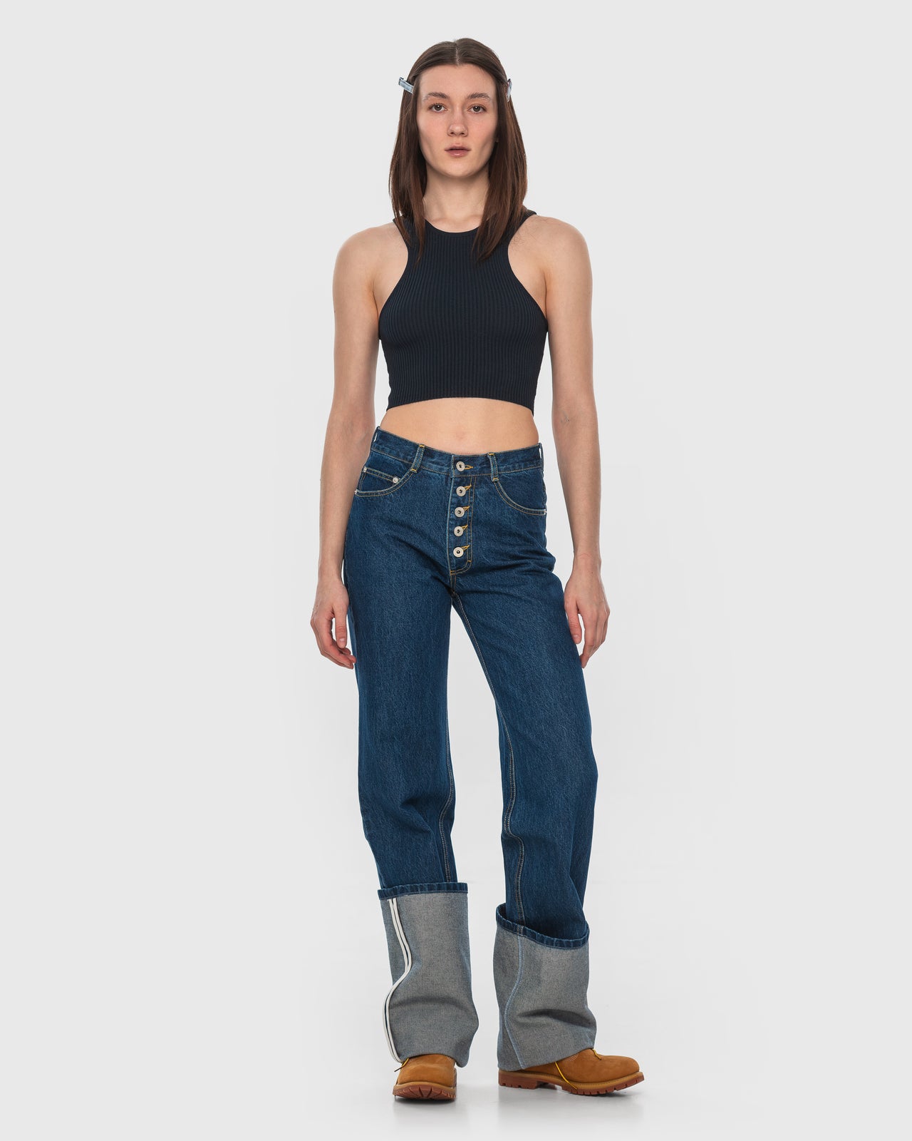 Buy Cuffed Straight Leg Jeans – Bottoms by Ksenia Schnaider | Ethical & Sustainable Fashion