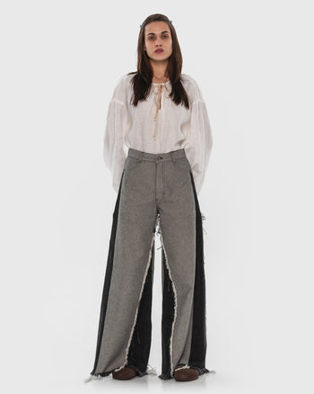 Buy Reversed Jeans with Contrast Side Lines – Bottoms by Ksenia Schnaider | Ethical & Sustainable Fashion